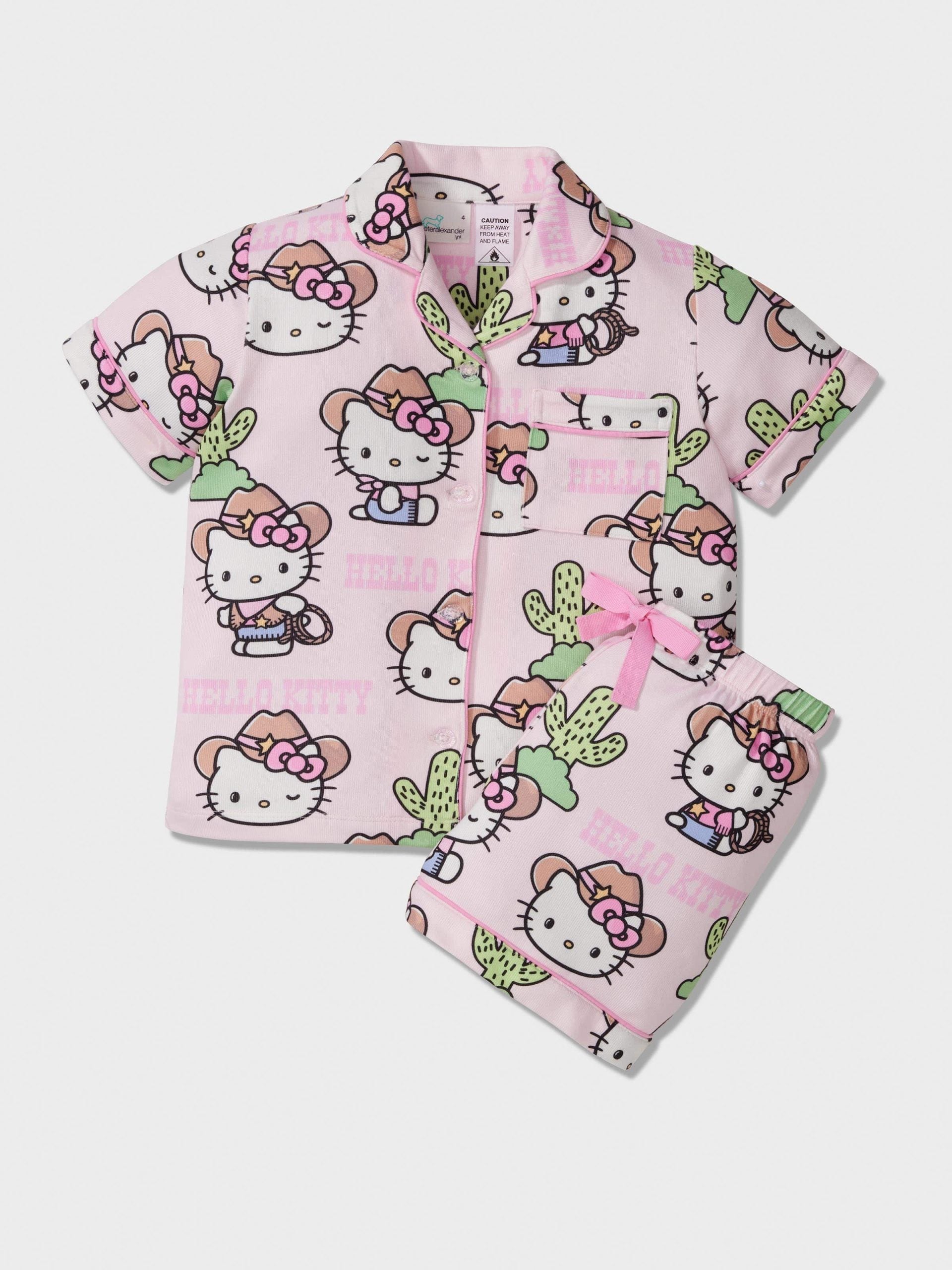 Girls Hello Kitty Cowboy Plush Classic Shortie Pj Set Multi image 0