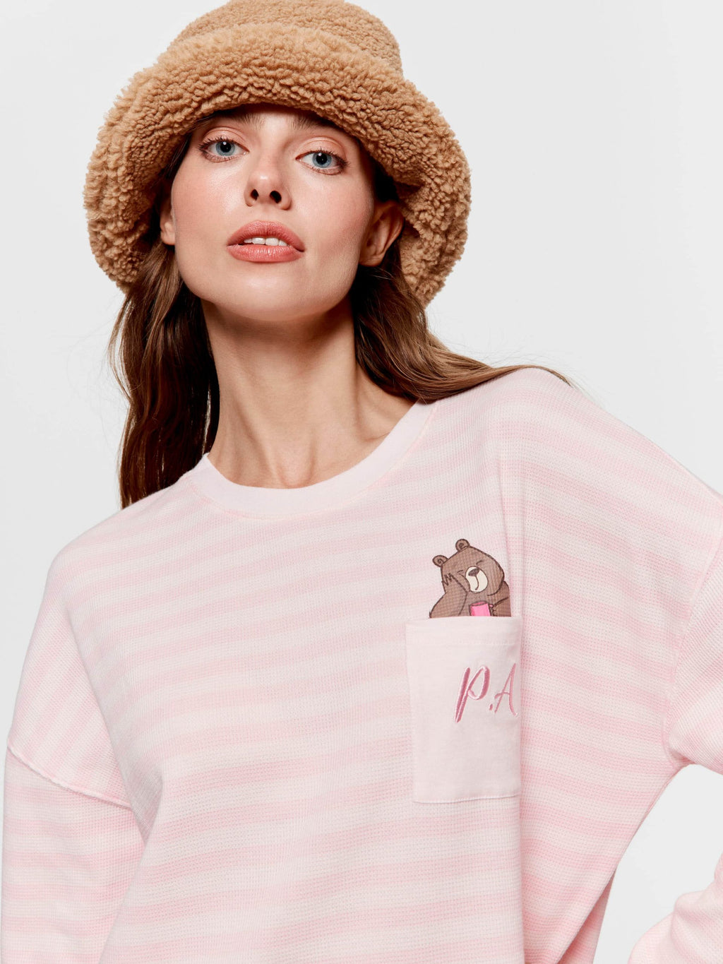 Waffle Stripe Sleepy Bear Nightie multi image 1