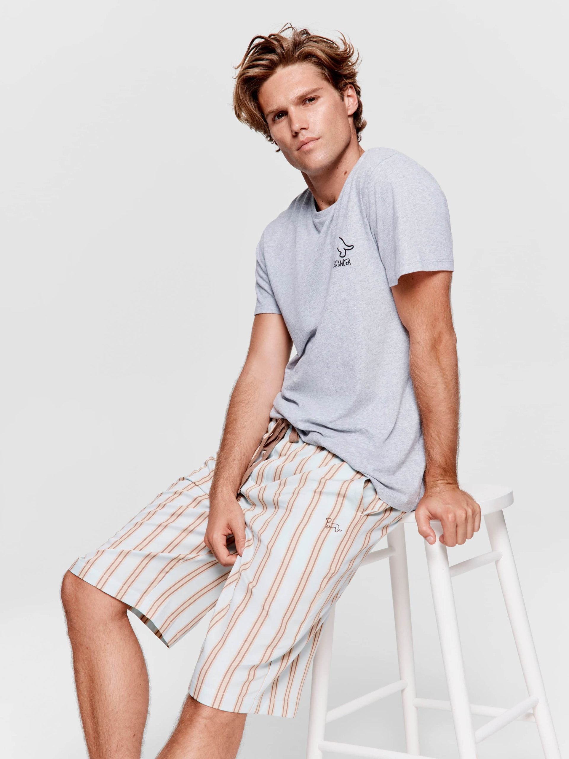 Mint Stripe Sleep Short multi image 0
