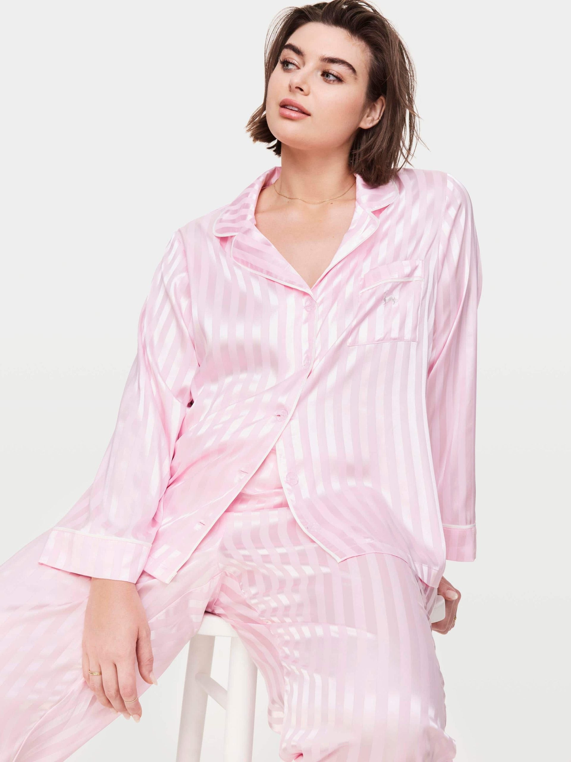 P.A. Plus Long Pink Chic Stripe Pj Set Pink image 0