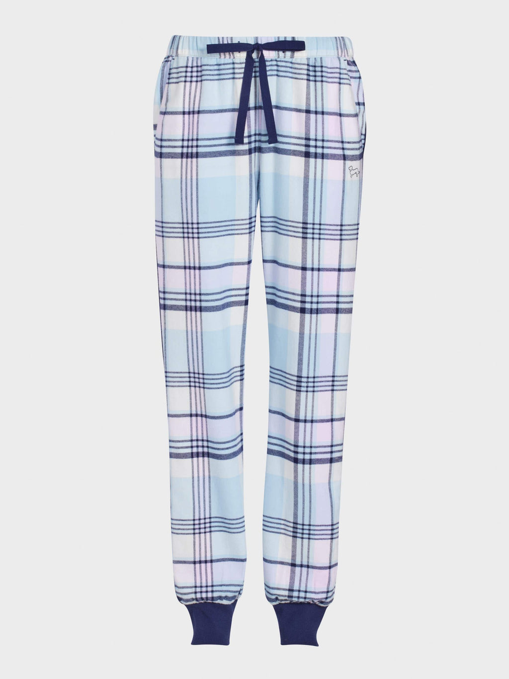 Navy Check Flannelette Cuffed Pj Pant multi image 3