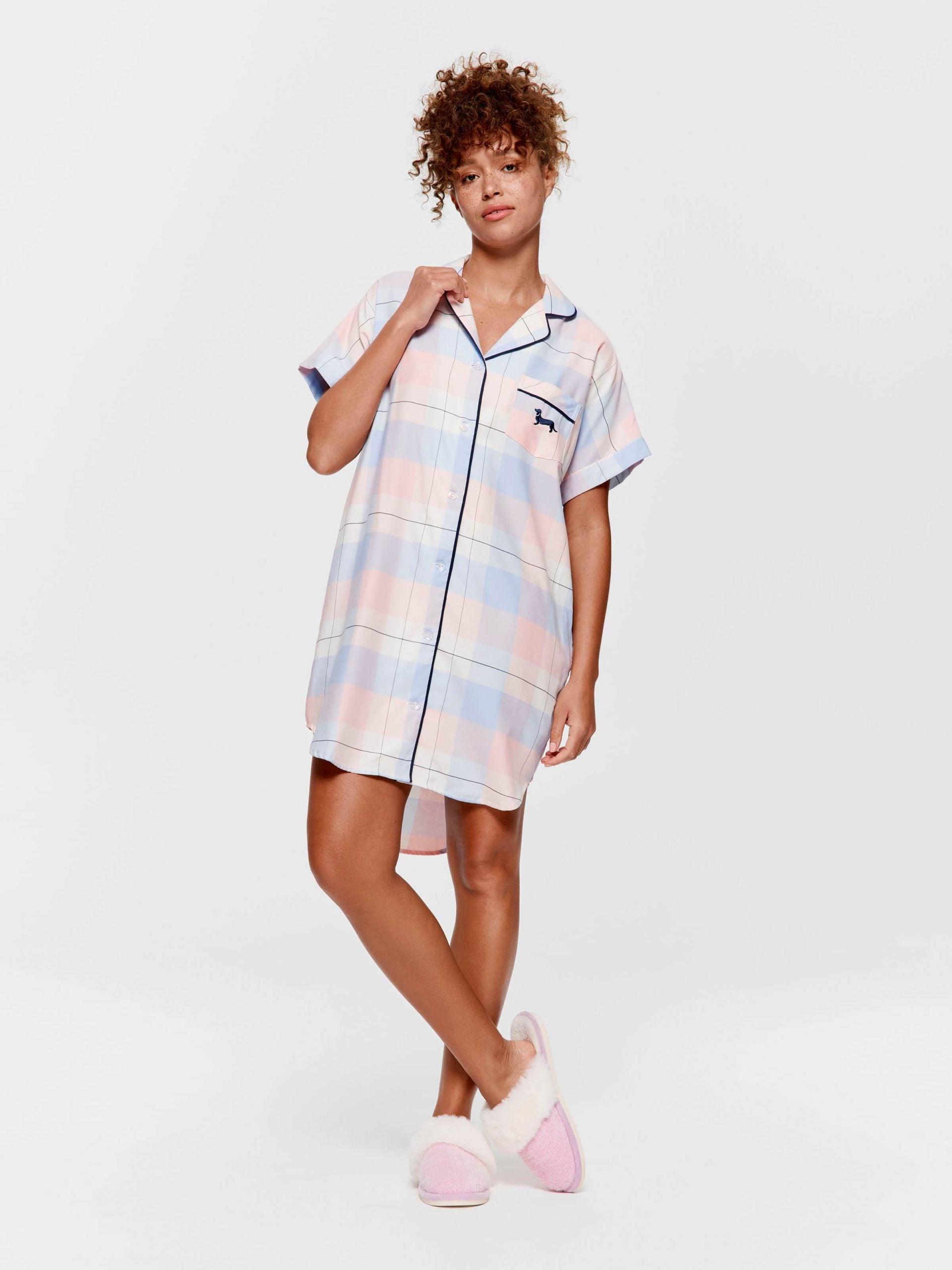Pastel Buffalo Check 100% Cotton Nightshirt multi image 1