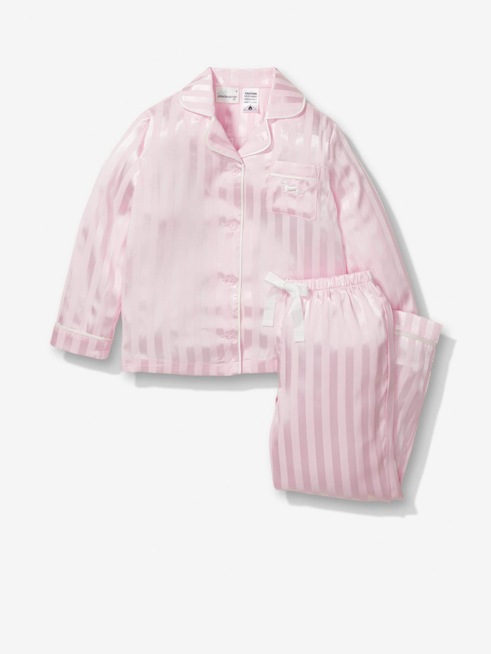 Jnr Girls Pink Stripe Satin Pj Set pink image 0