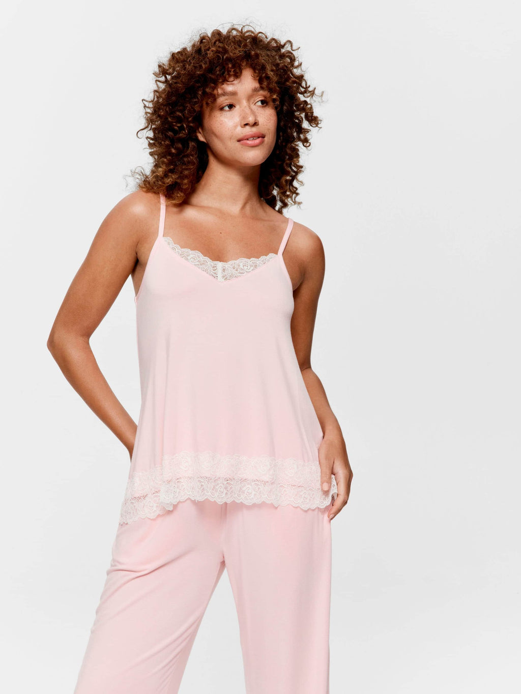 Pink Bamboo Jersey Lace Cami palepink image 1