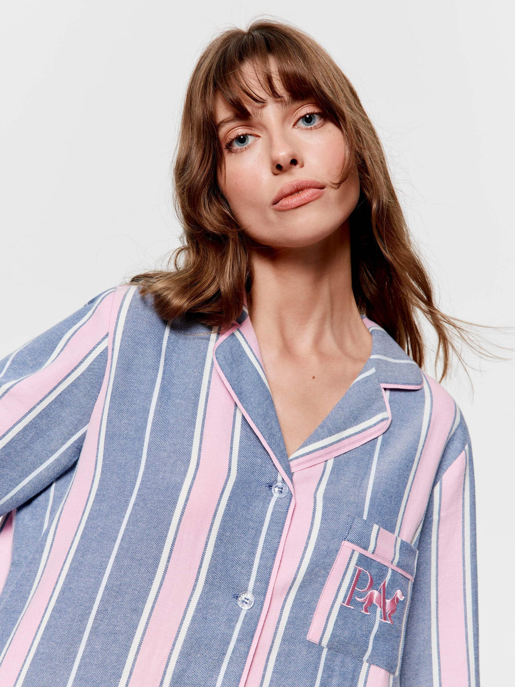 Navy & Pink Stripe Classic Flannelette Pj Set multi image 3