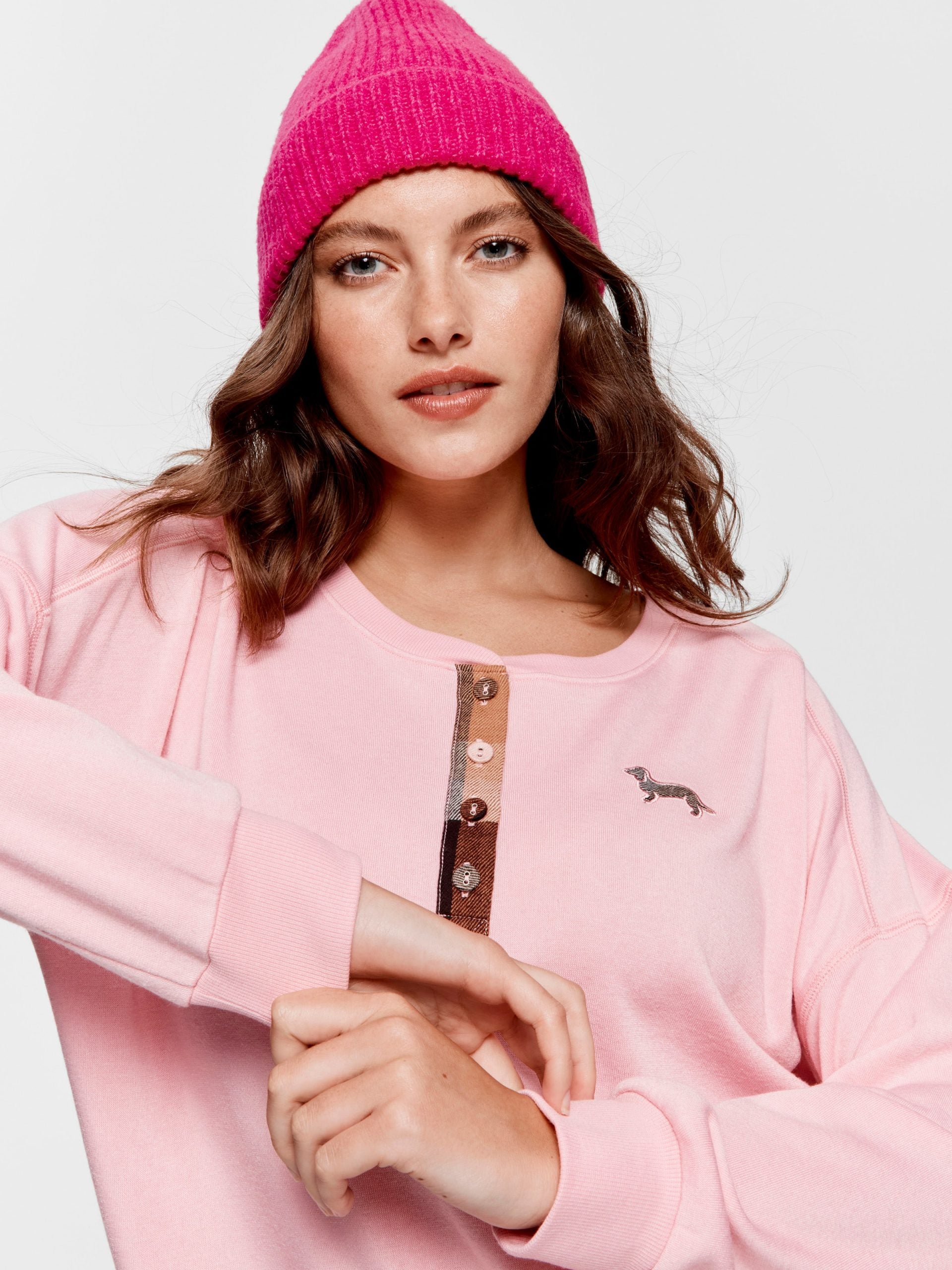 Check Henley Sweater pink image 0