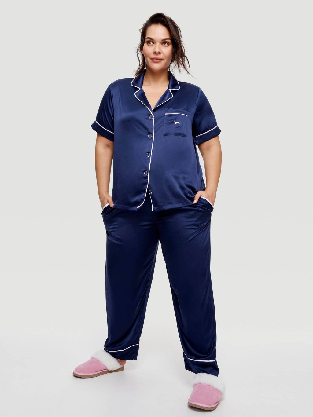 P.A. Plus Navy Tux Luxe Satin Short Sleeve Shirt Navy image 2