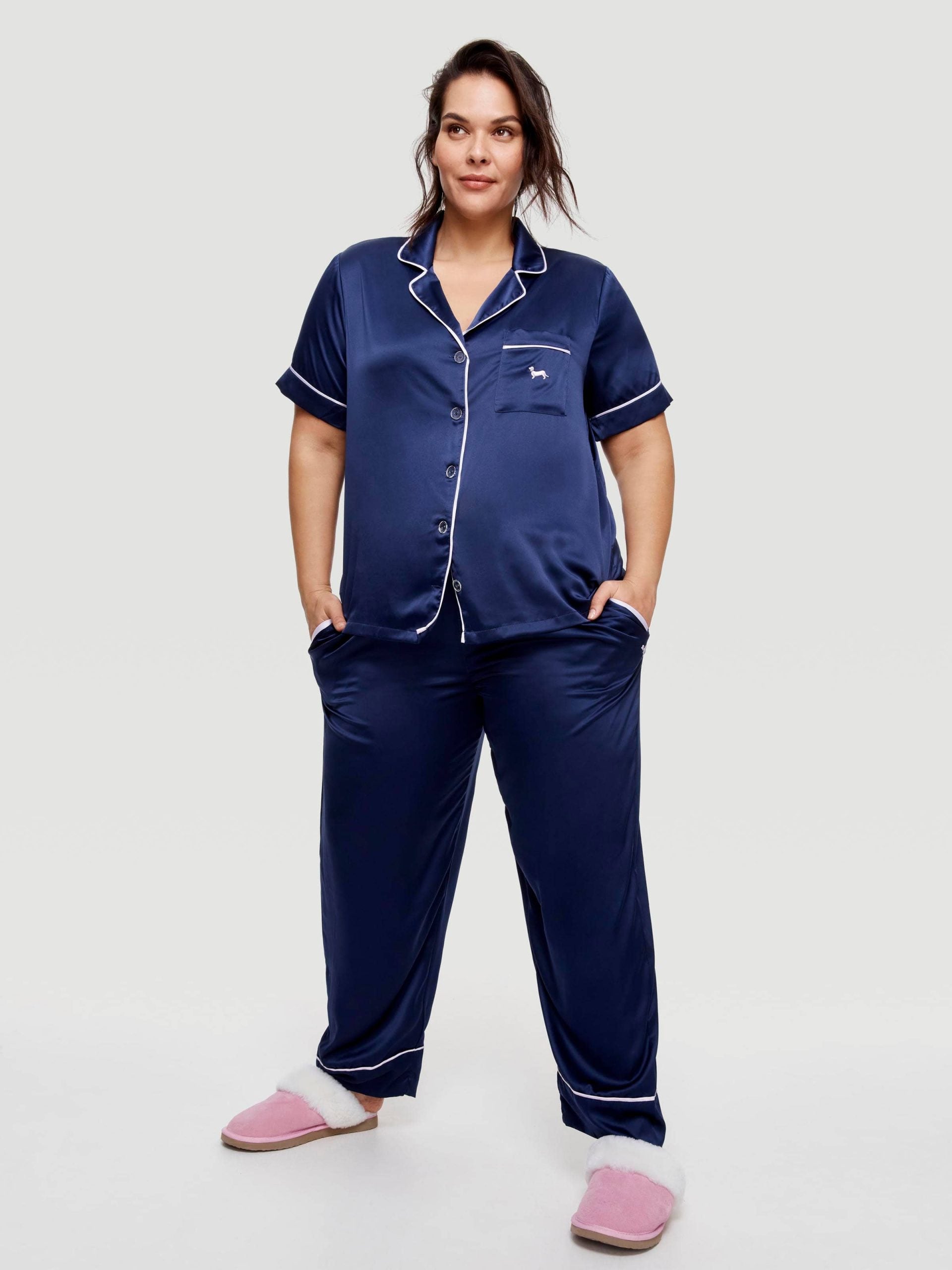 P.A. Plus Navy Tux Luxe Satin Short Sleeve Shirt Navy image 2