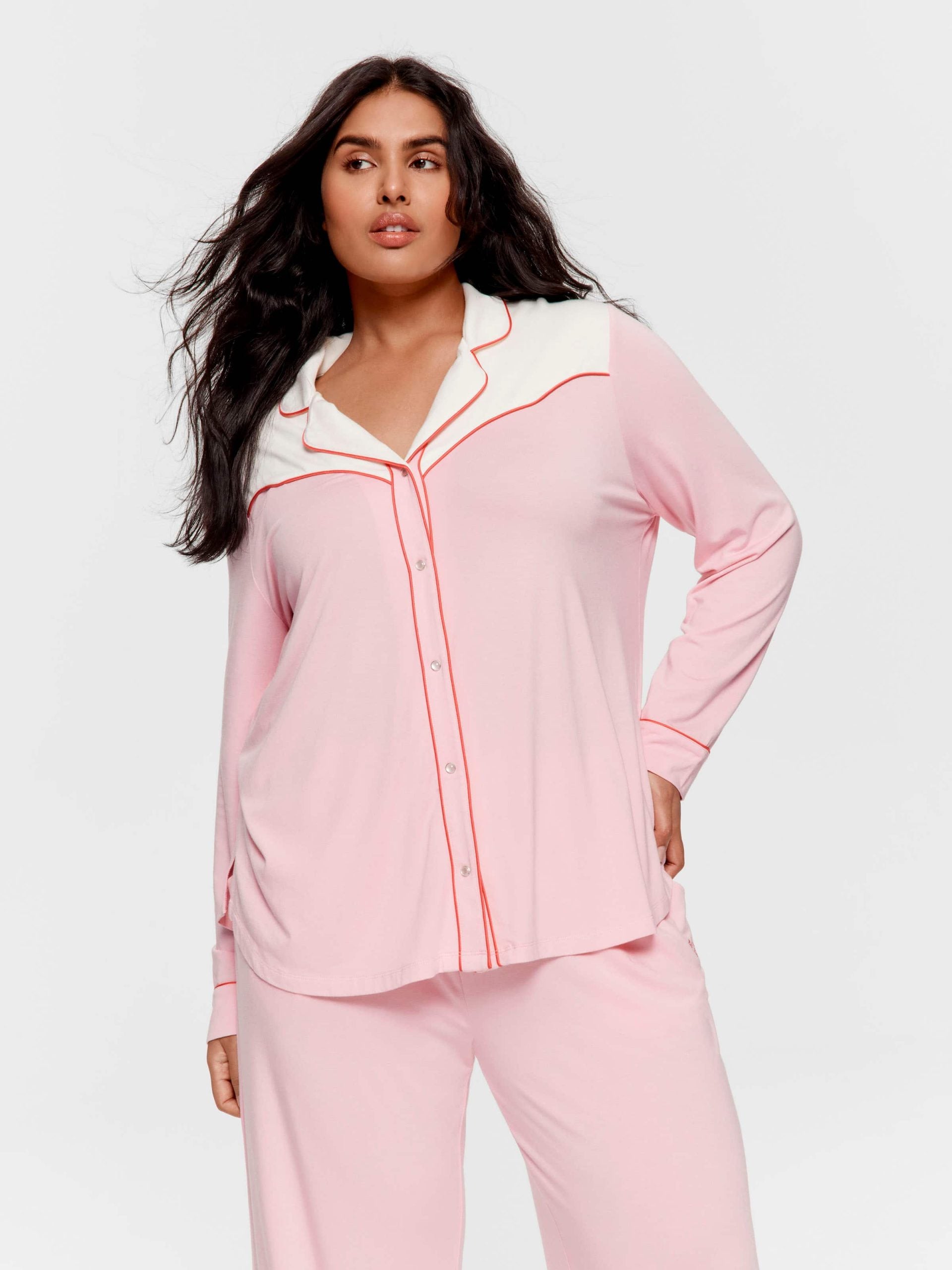 P.A. Plus Western Bamboo Jersey Long Sleeve Shirt Pink image 1