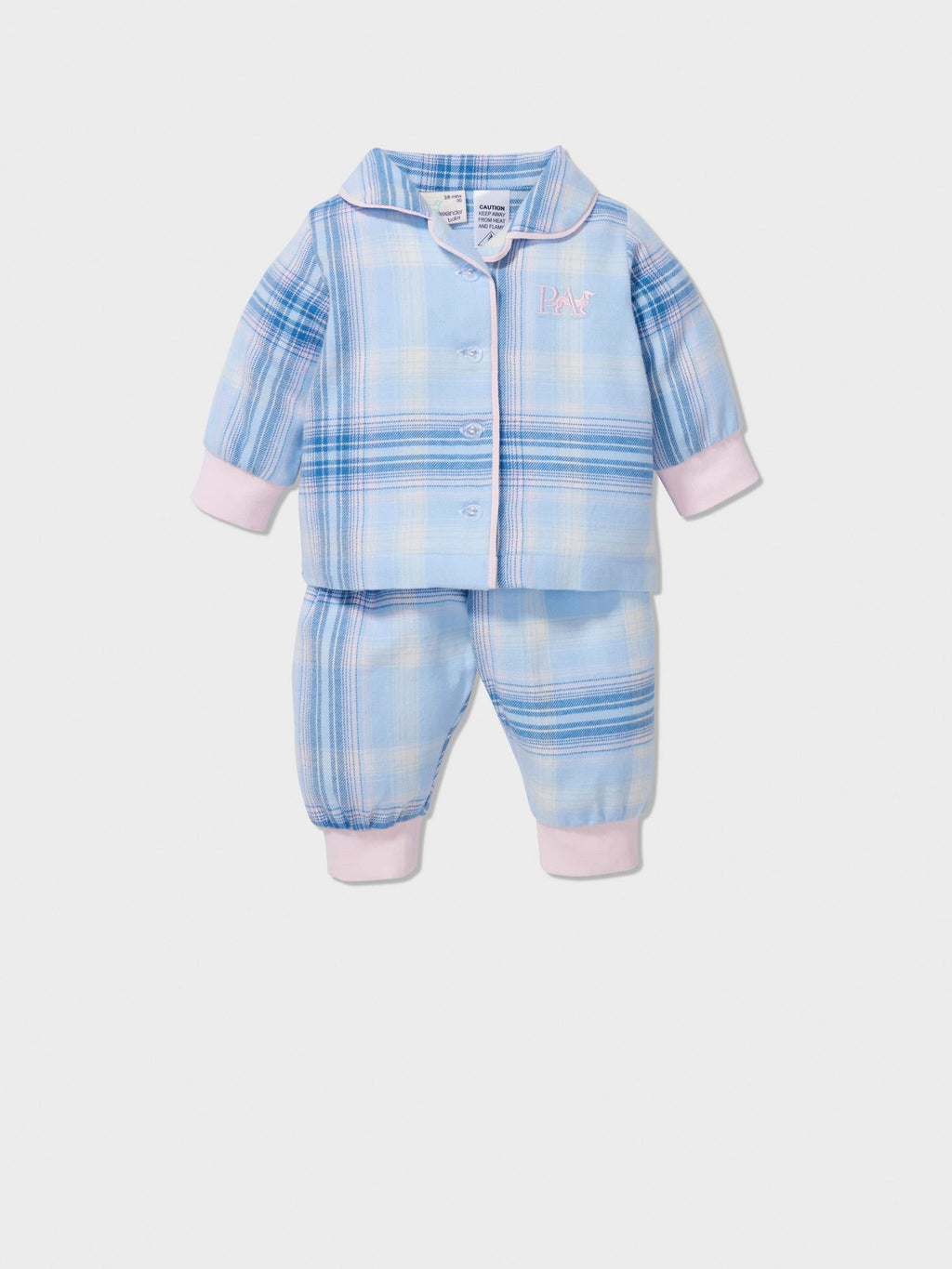 Baby Blue Check Long Classic Pj Set multi image 0