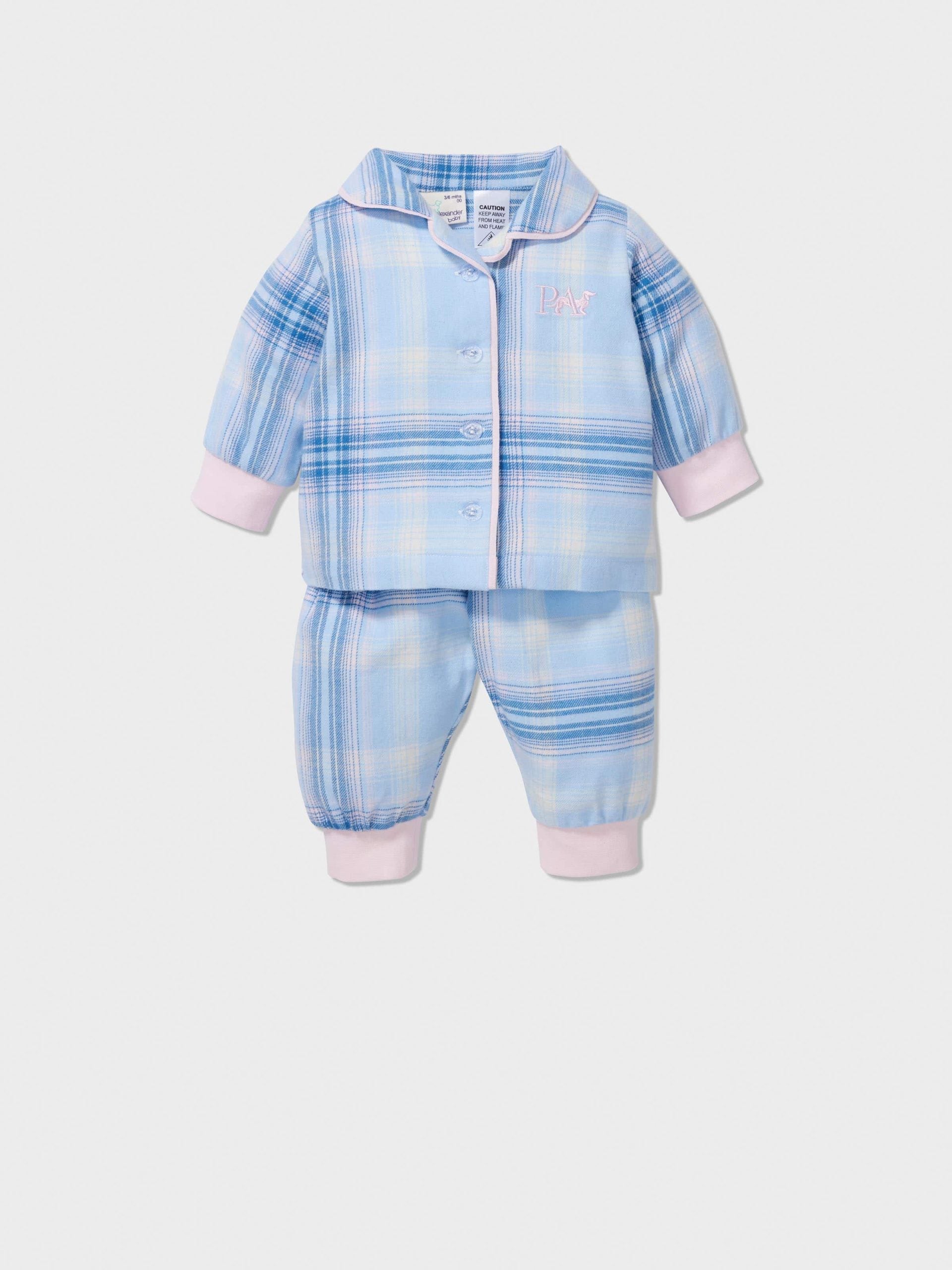 Baby Blue Check Long Classic Pj Set multi image 0