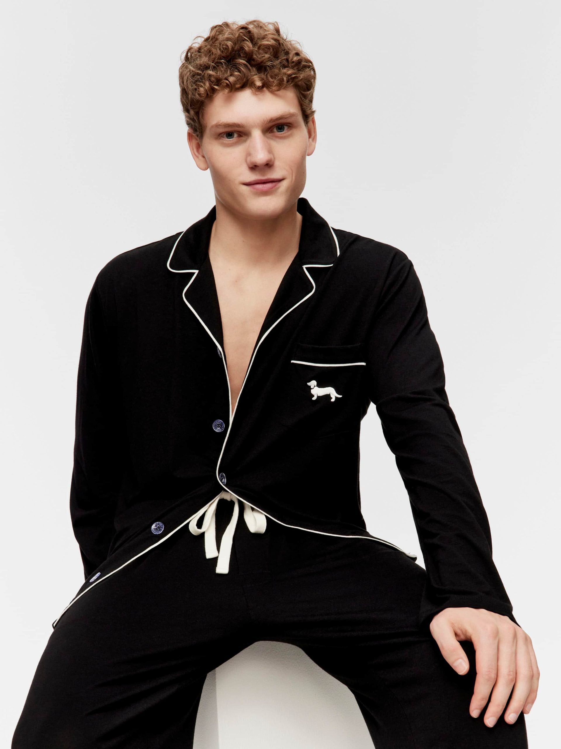 Black Bamboo Jersey Pj Set black image 1