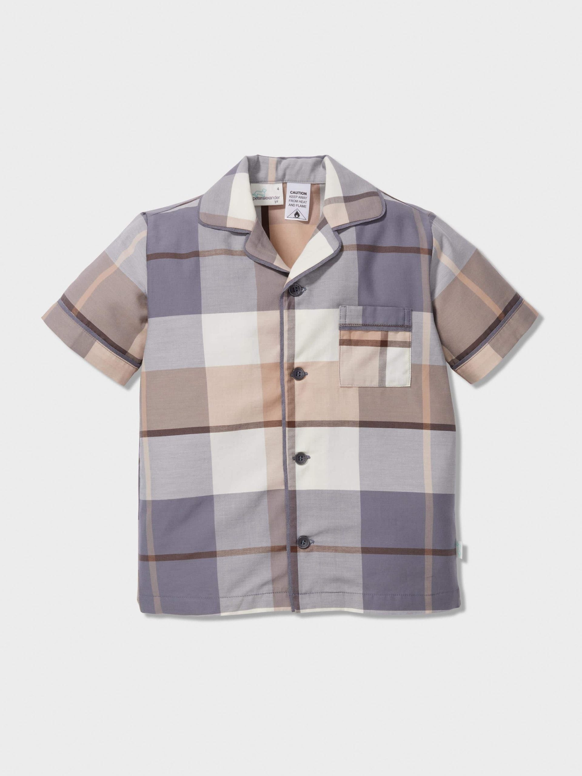 Jnr Boys Charcoal Check Classic Short Pj Set multi image 2