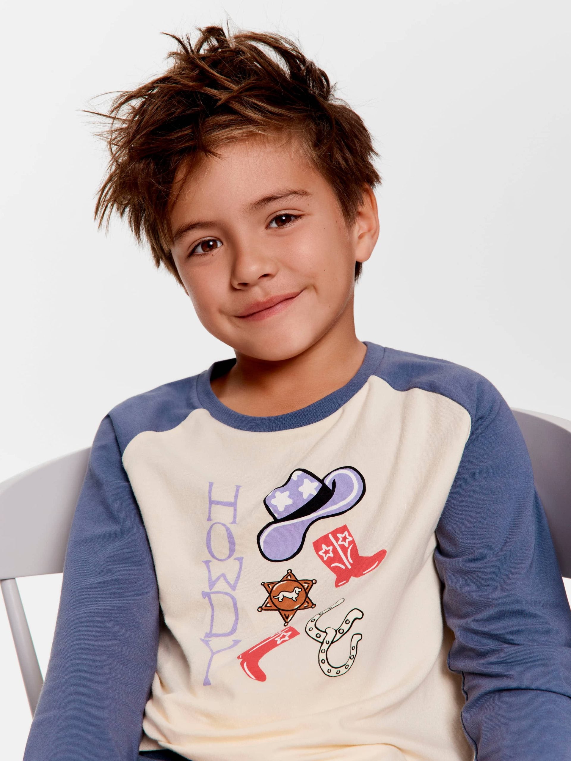 Jnr Boys Cowboy Penny Long Pj Set Blue image 1