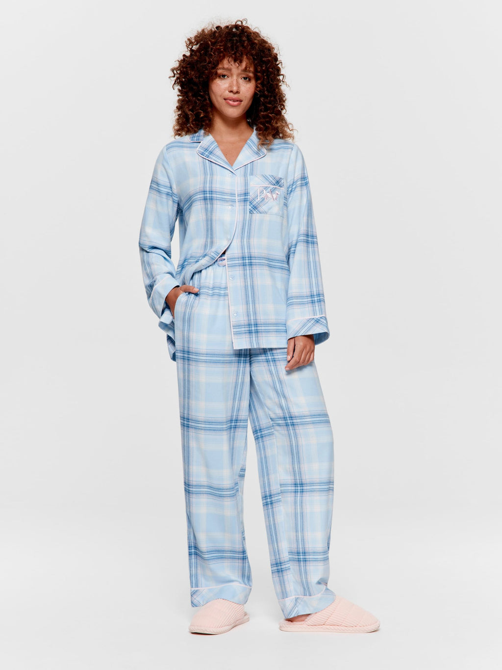 Blue Check Flannelette Classic Pj Set multi image 1