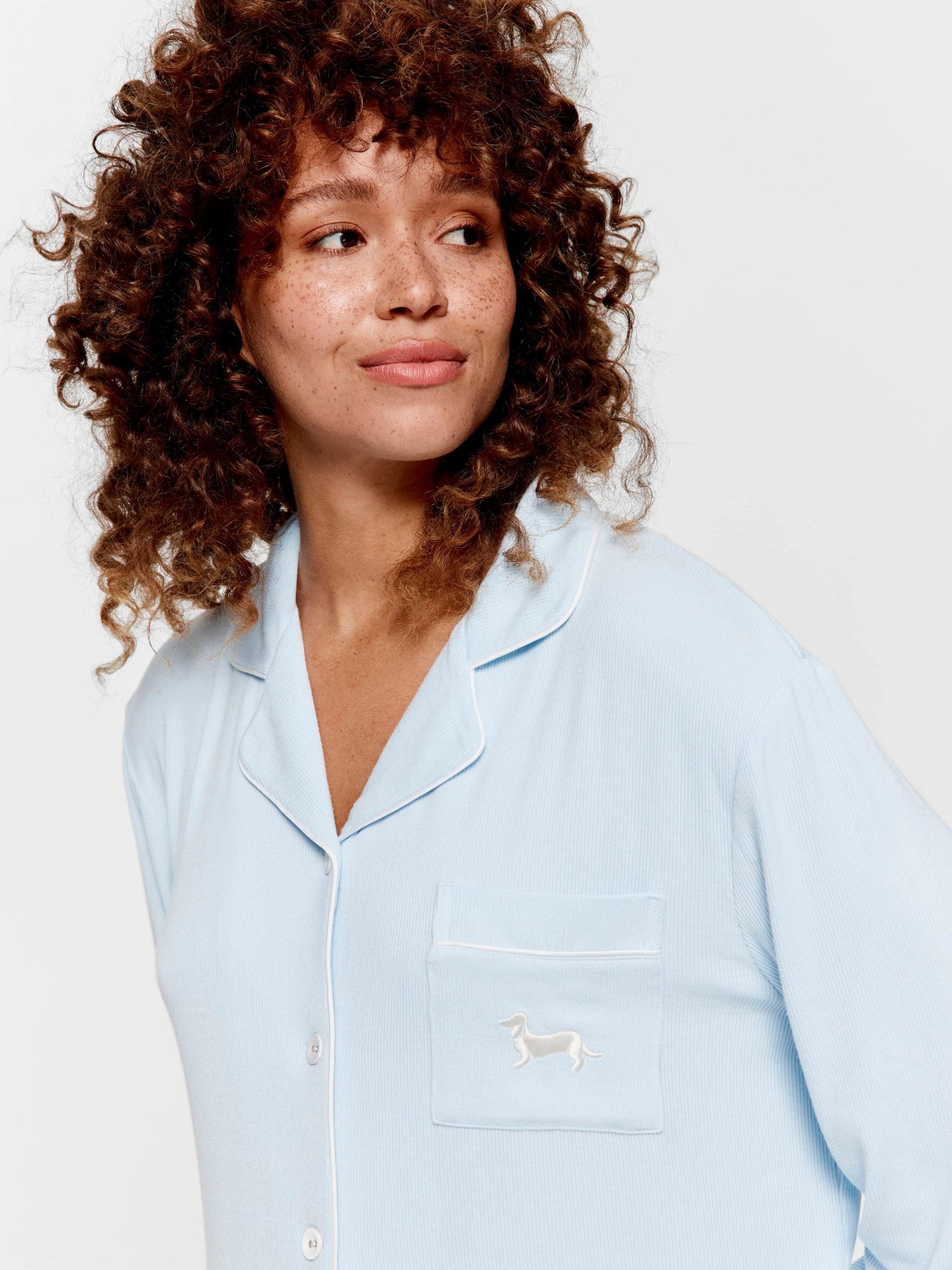 Blue Bamboo Rib Long Pj Set paleblue image 1