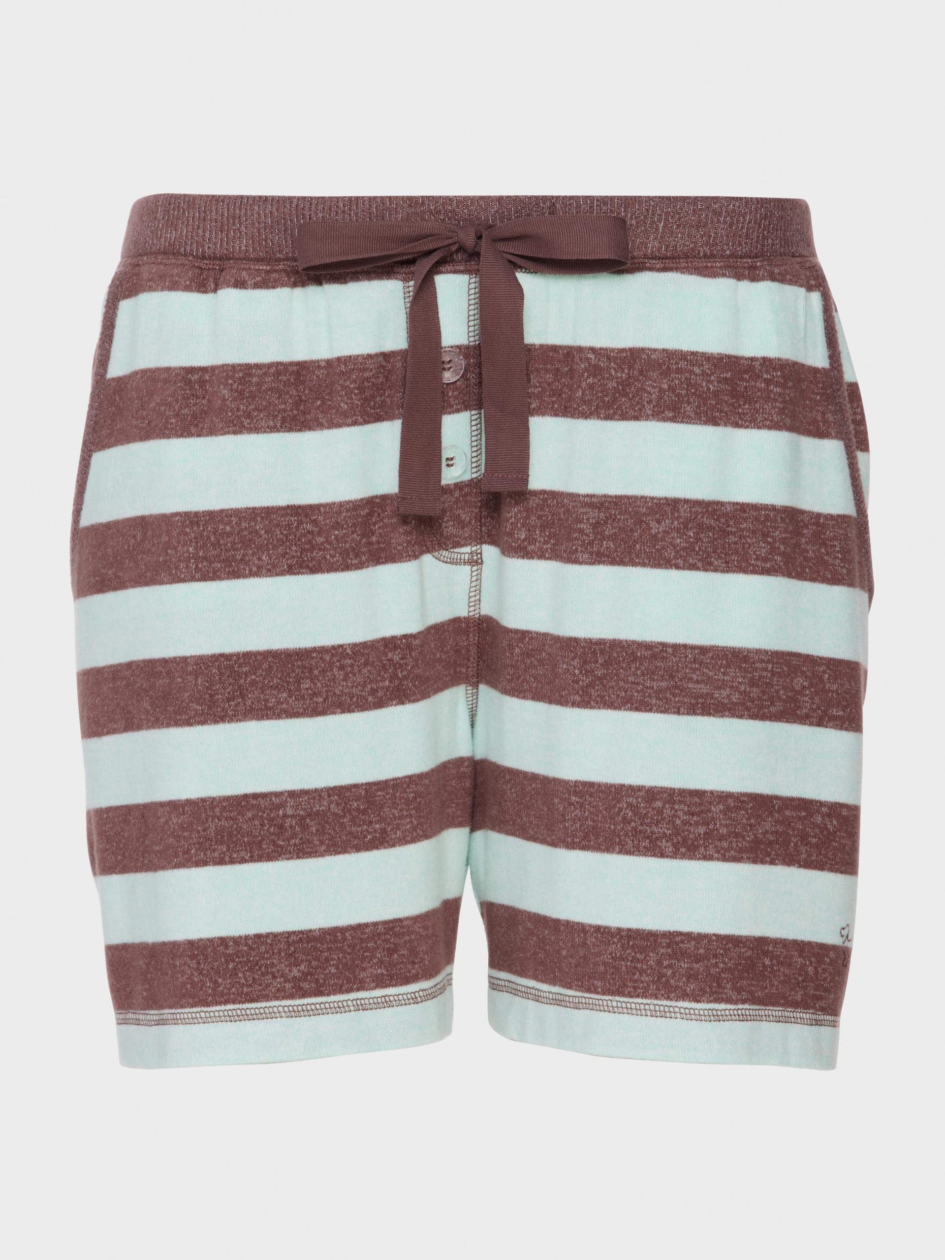 Mint Choc Fuzzy Stripe Long Pj Short multi image 3