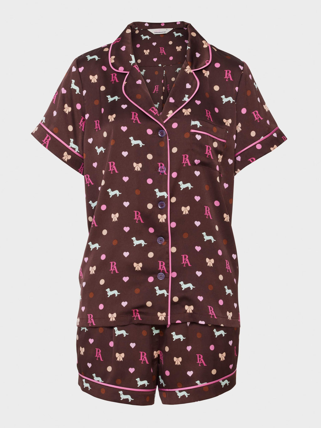 Penny Bow Chic Satin Shortie Pj Set multi image 4