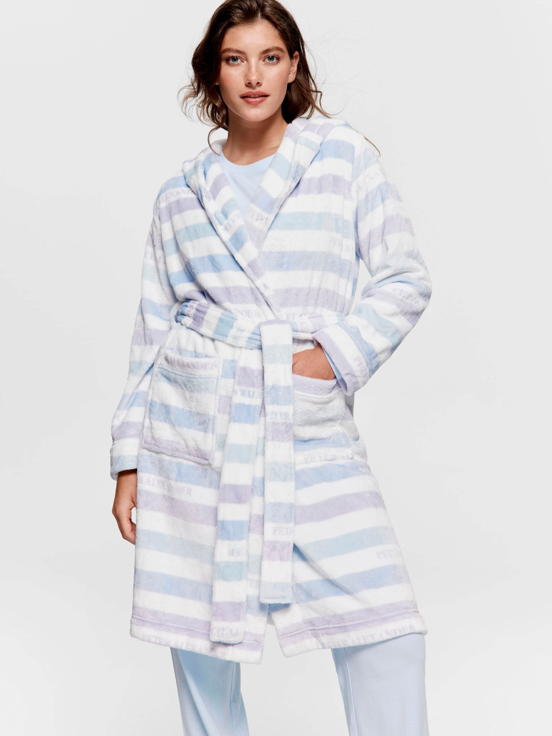 P.A. Branded Stripe Hooded Gown multi image 1