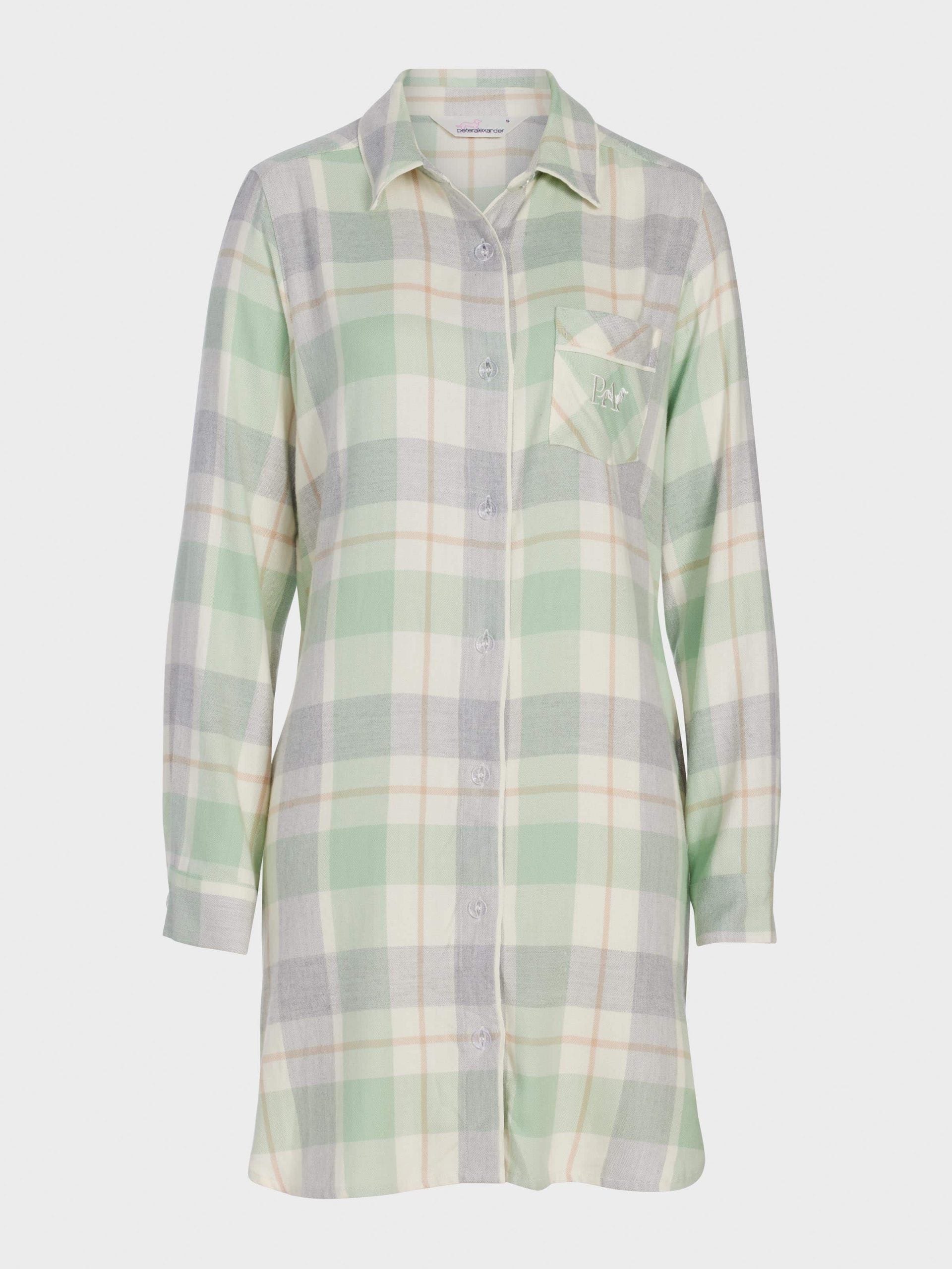 Mint Check Bamboo Flannelette Nightshirt multi image 3