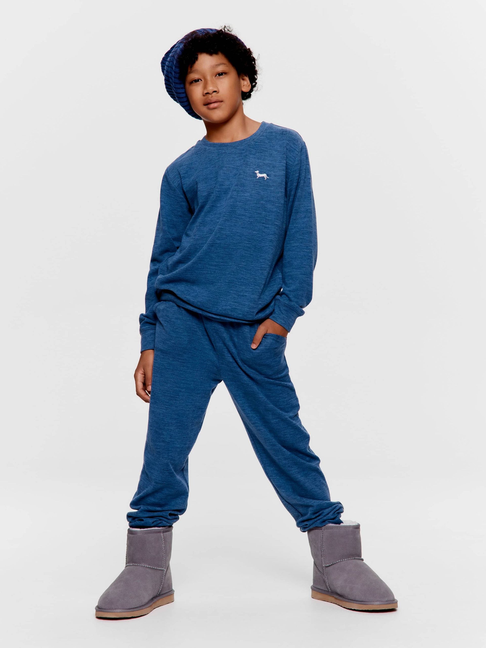 Boys Fuzzy Blue Pj Set blue image 0