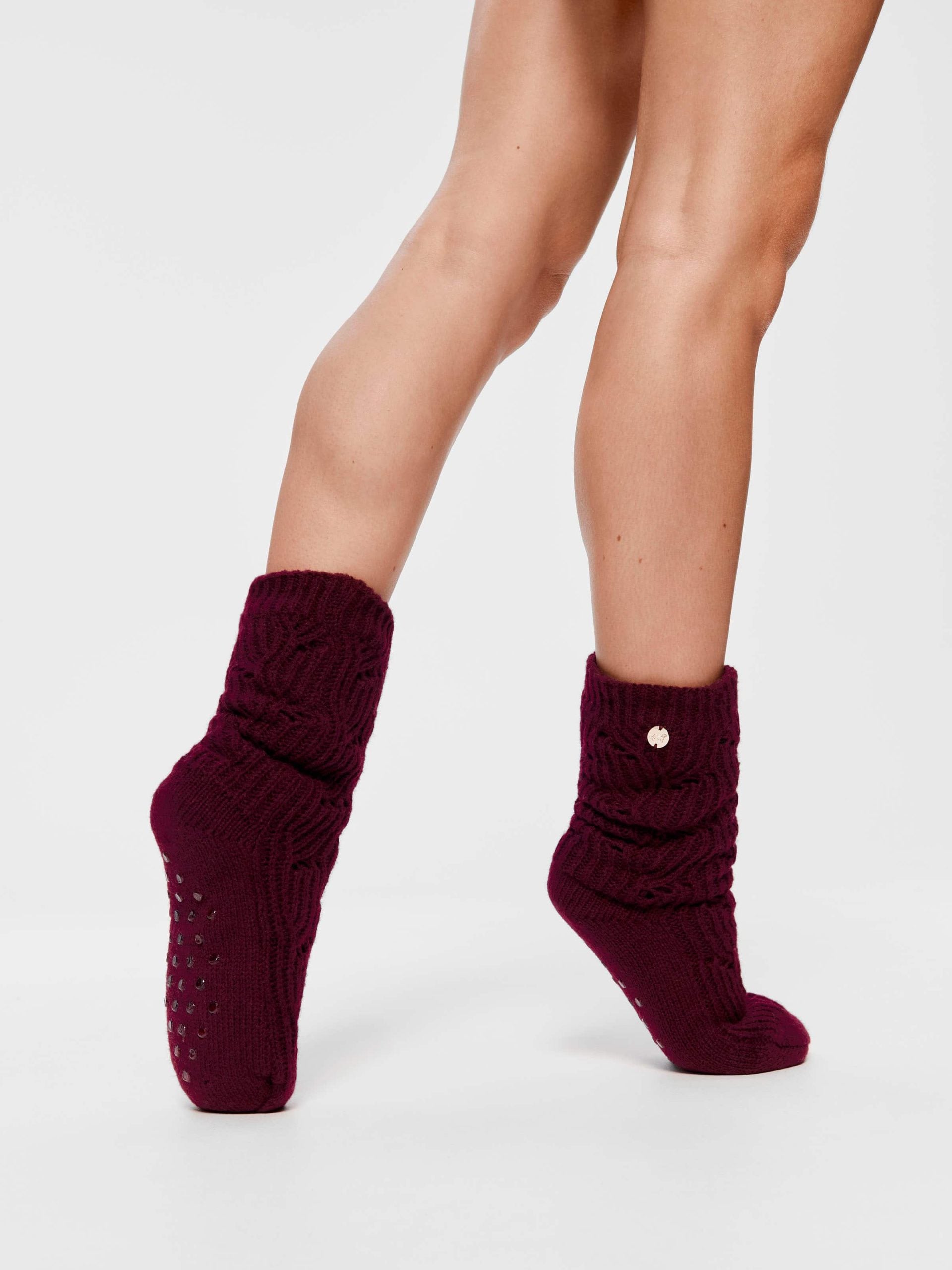 Long Plum Chunky Cable Sock plum image 1