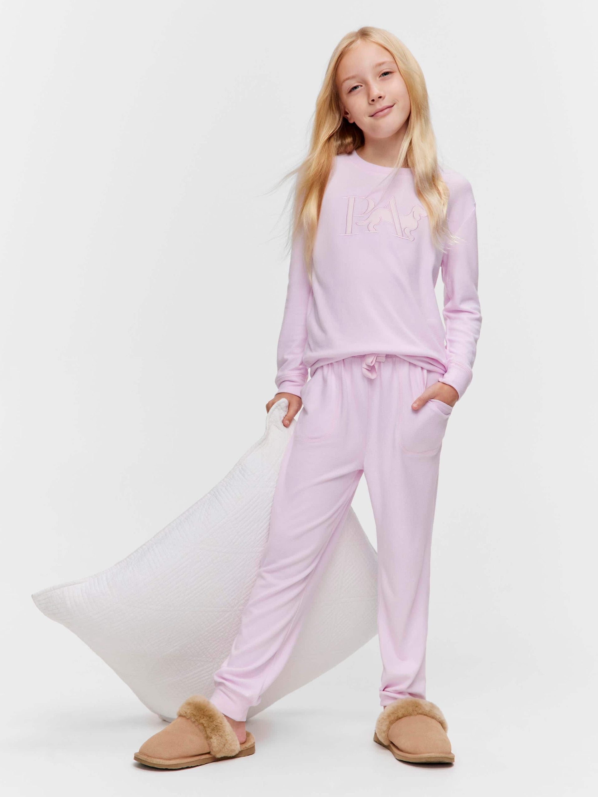 Girls Pink Plush Pj Set pink image 0