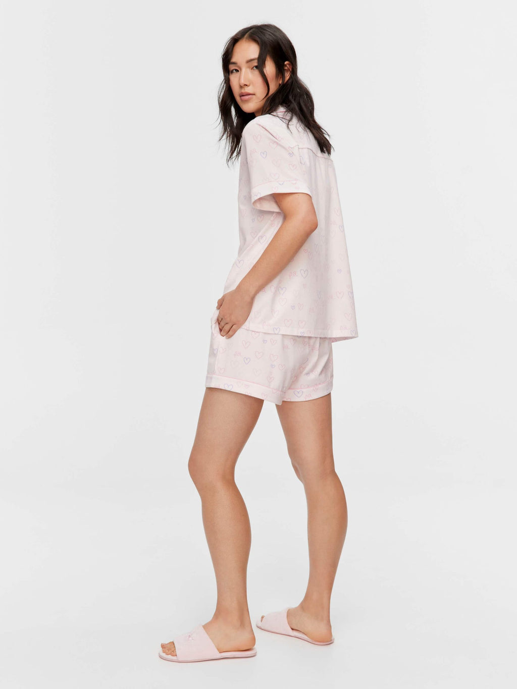 Pastel Hearts Shortie Pj Set multi image 3