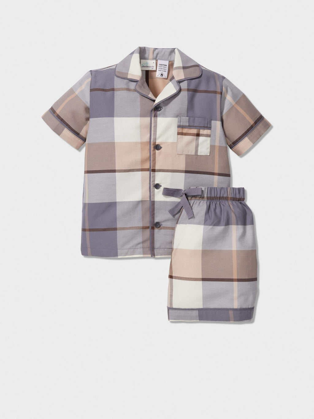 Jnr Boys Charcoal Check Classic Short Pj Set multi image 0