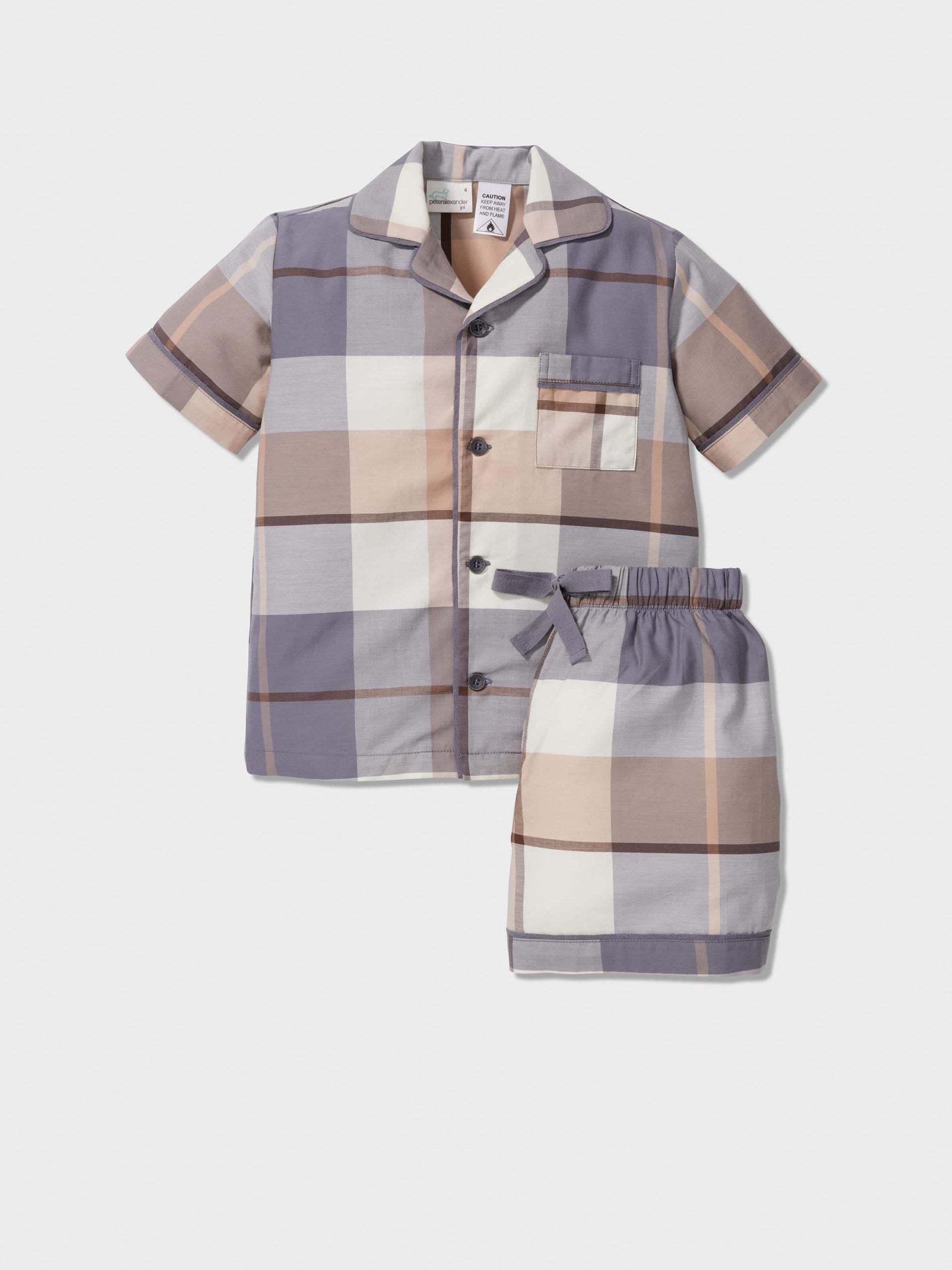 Jnr Boys Charcoal Check Classic Short Pj Set multi image 0