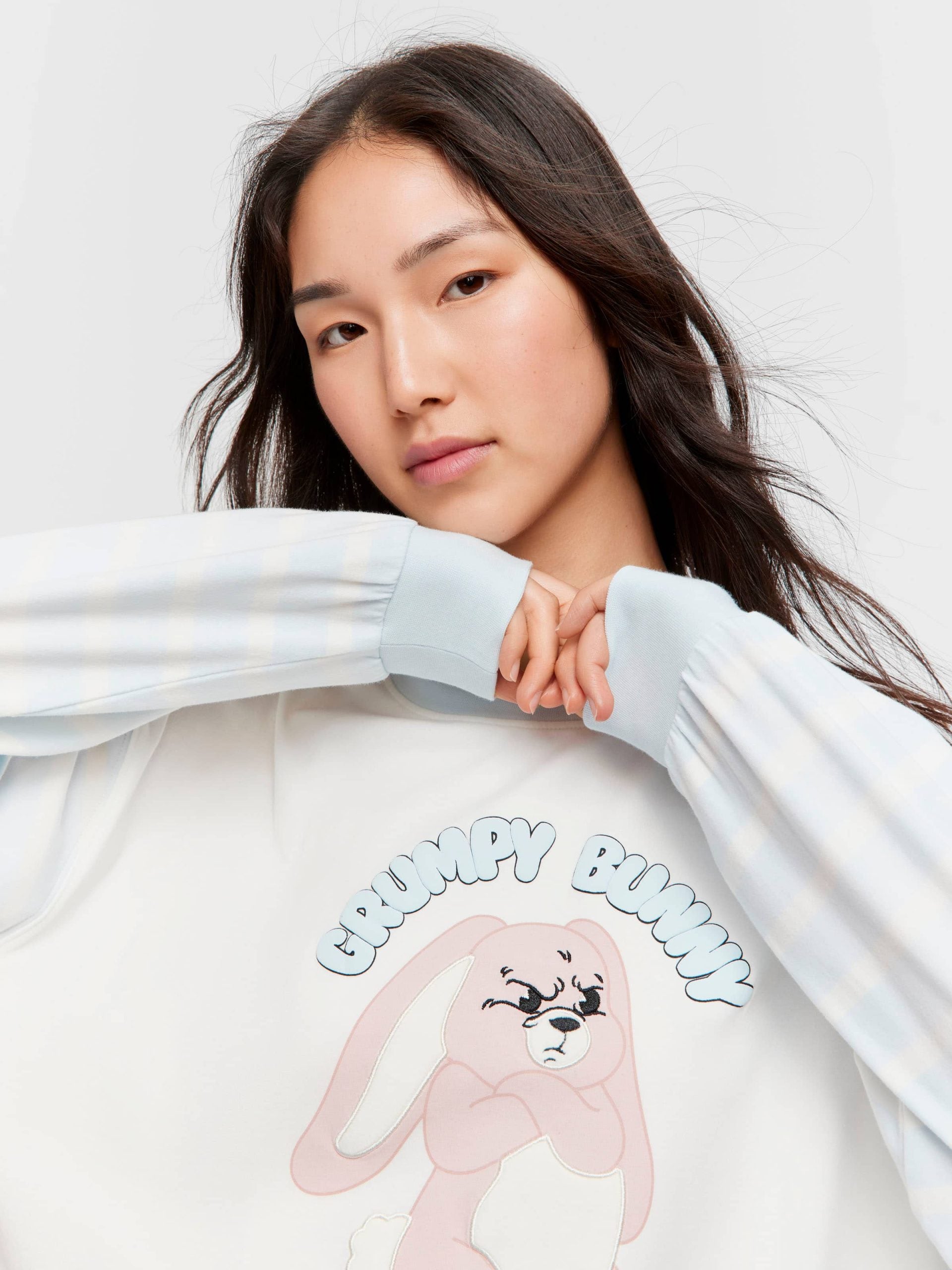 Grumpy Bunny Long Sleeve Sleep Tee cream image 2