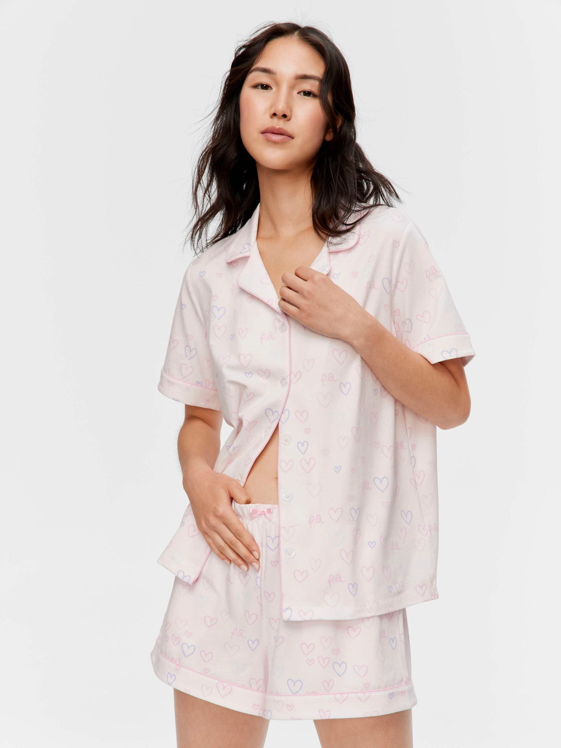 Pastel Hearts Shortie Pj Set multi image 1