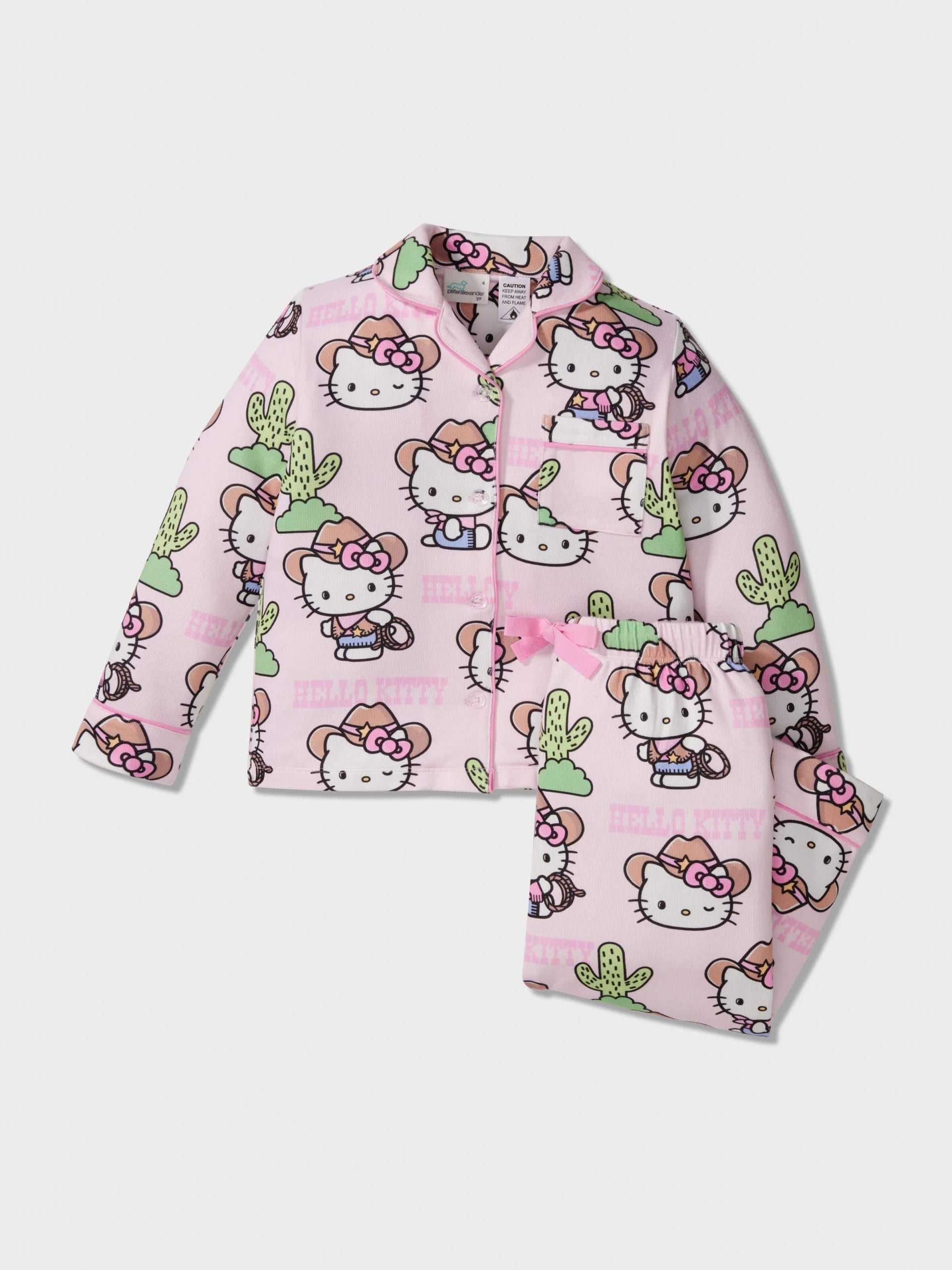 Jnr Girls Hello Kitty Cowboy Long Plush Classic Pj Set Multi image 2