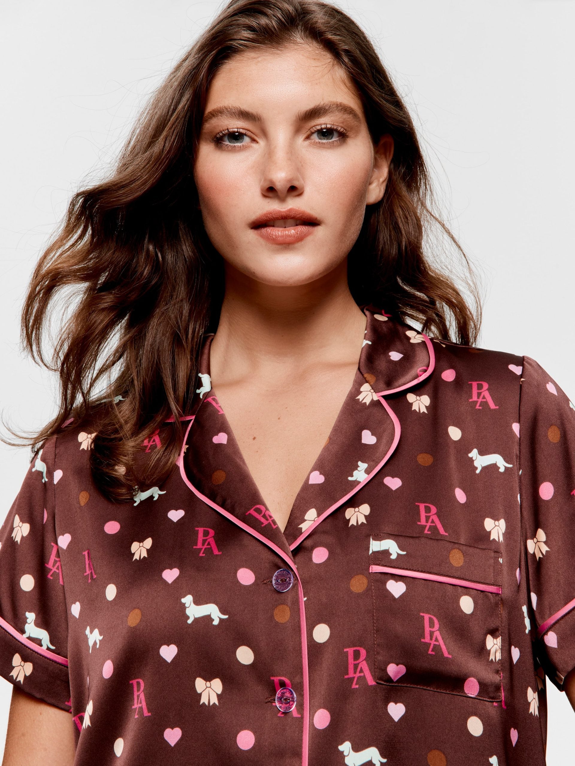 Penny Bow Chic Satin Shortie Pj Set multi image 1