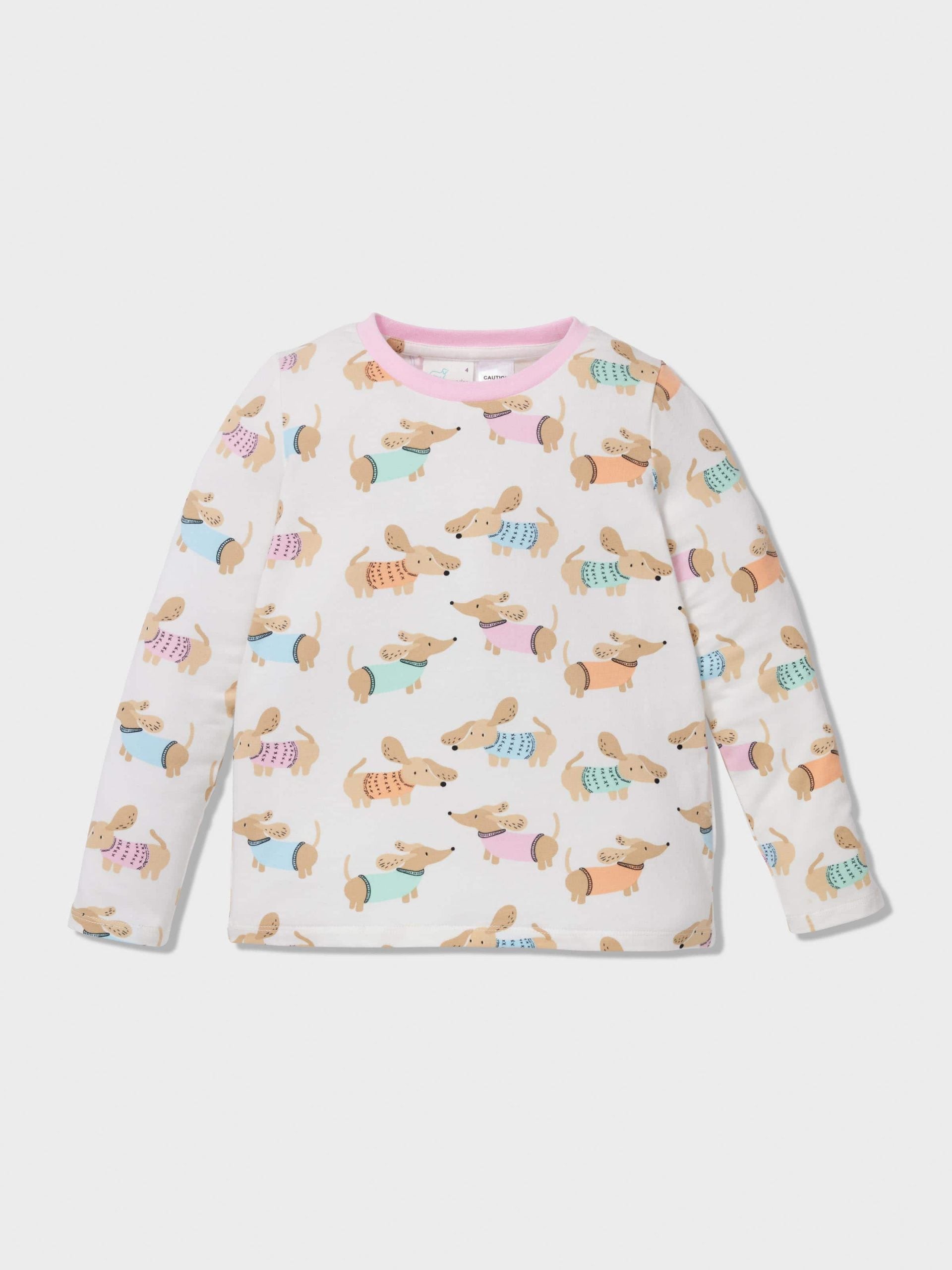 Jnr Girls Dachshund Long Pj Set Multi image 2