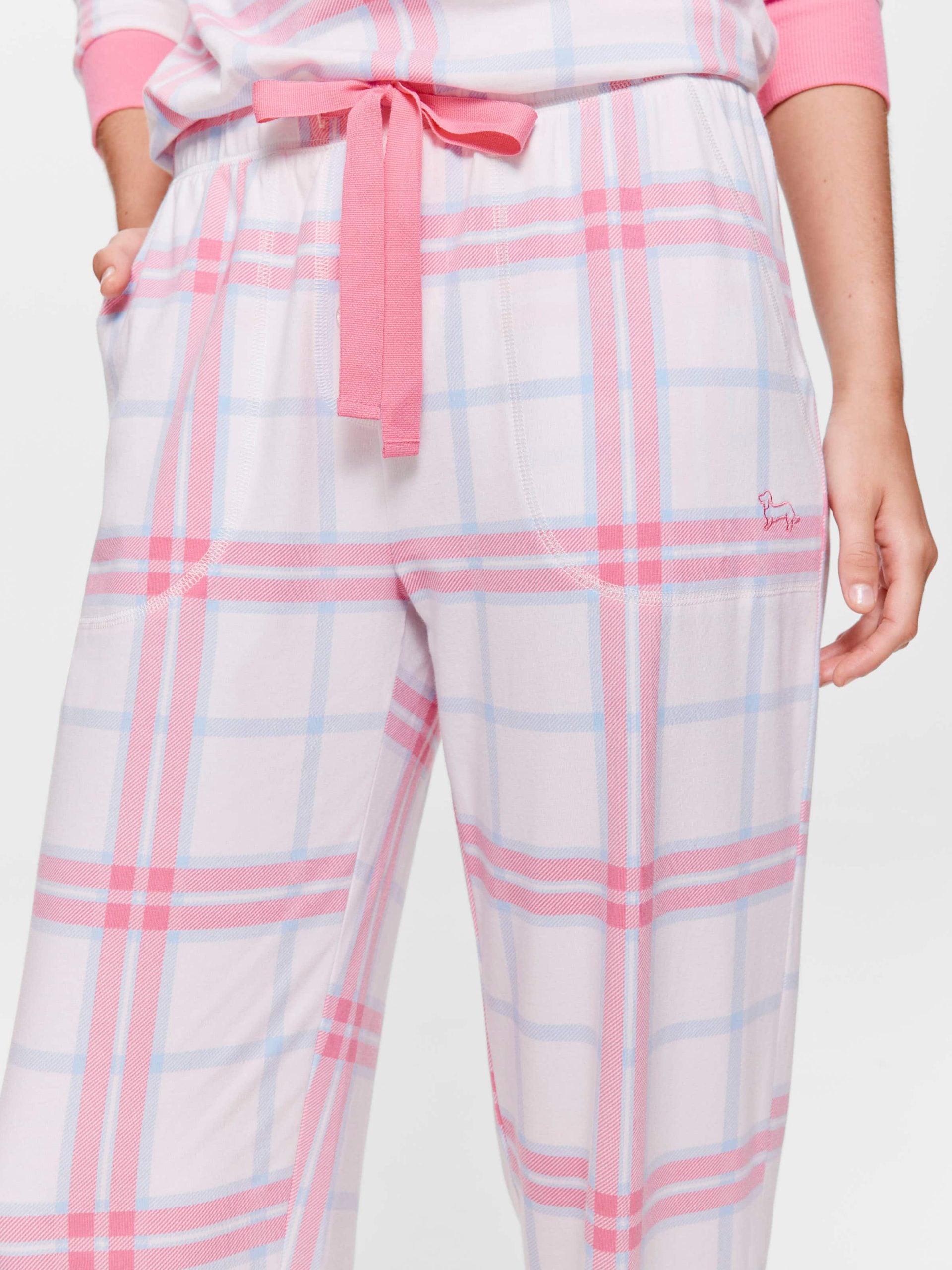 Cream & Pink Check Easy Pj Pant multi image 2
