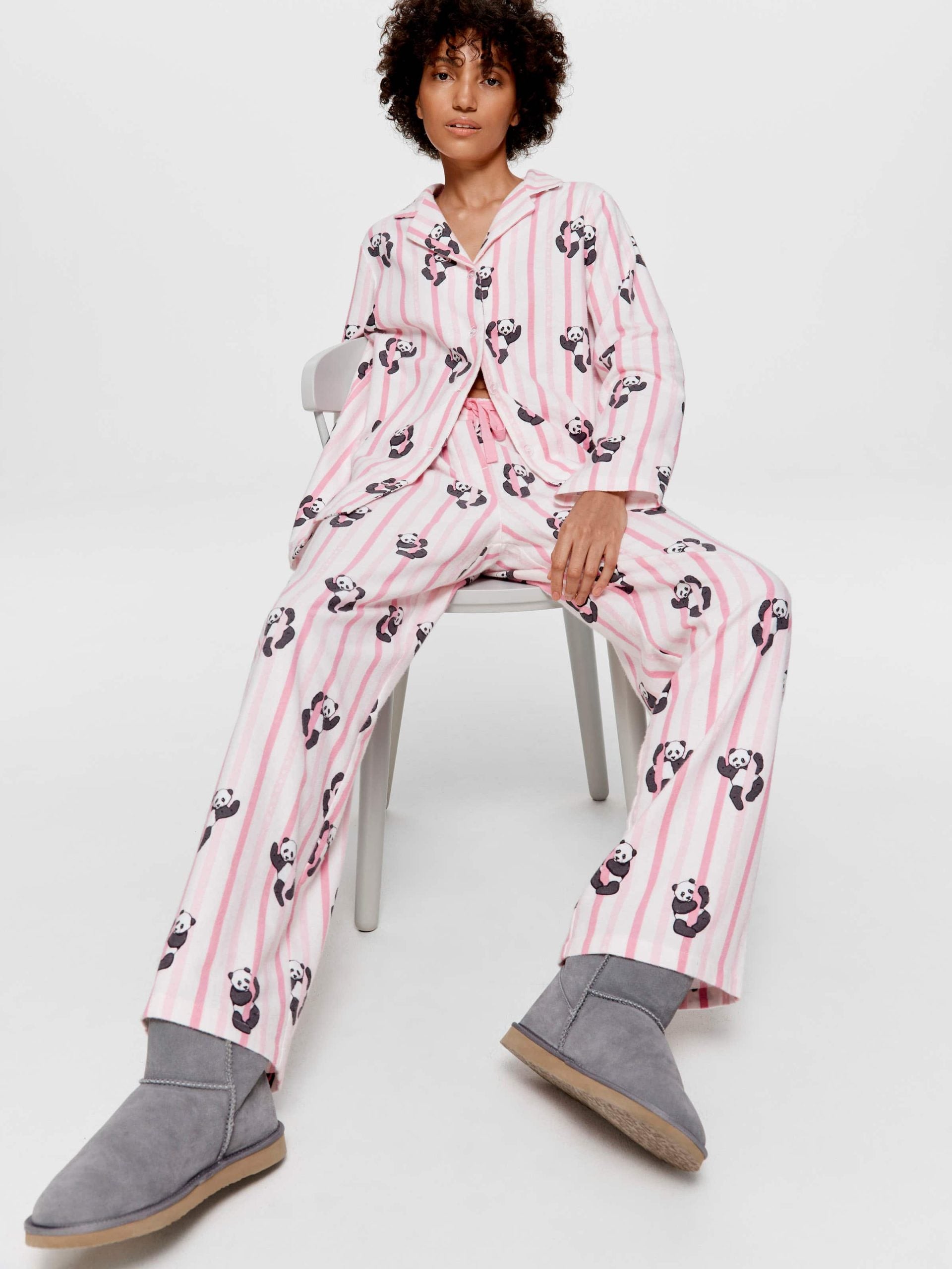 Panda Stripe Classic Flannelette Pj Set multi image 0