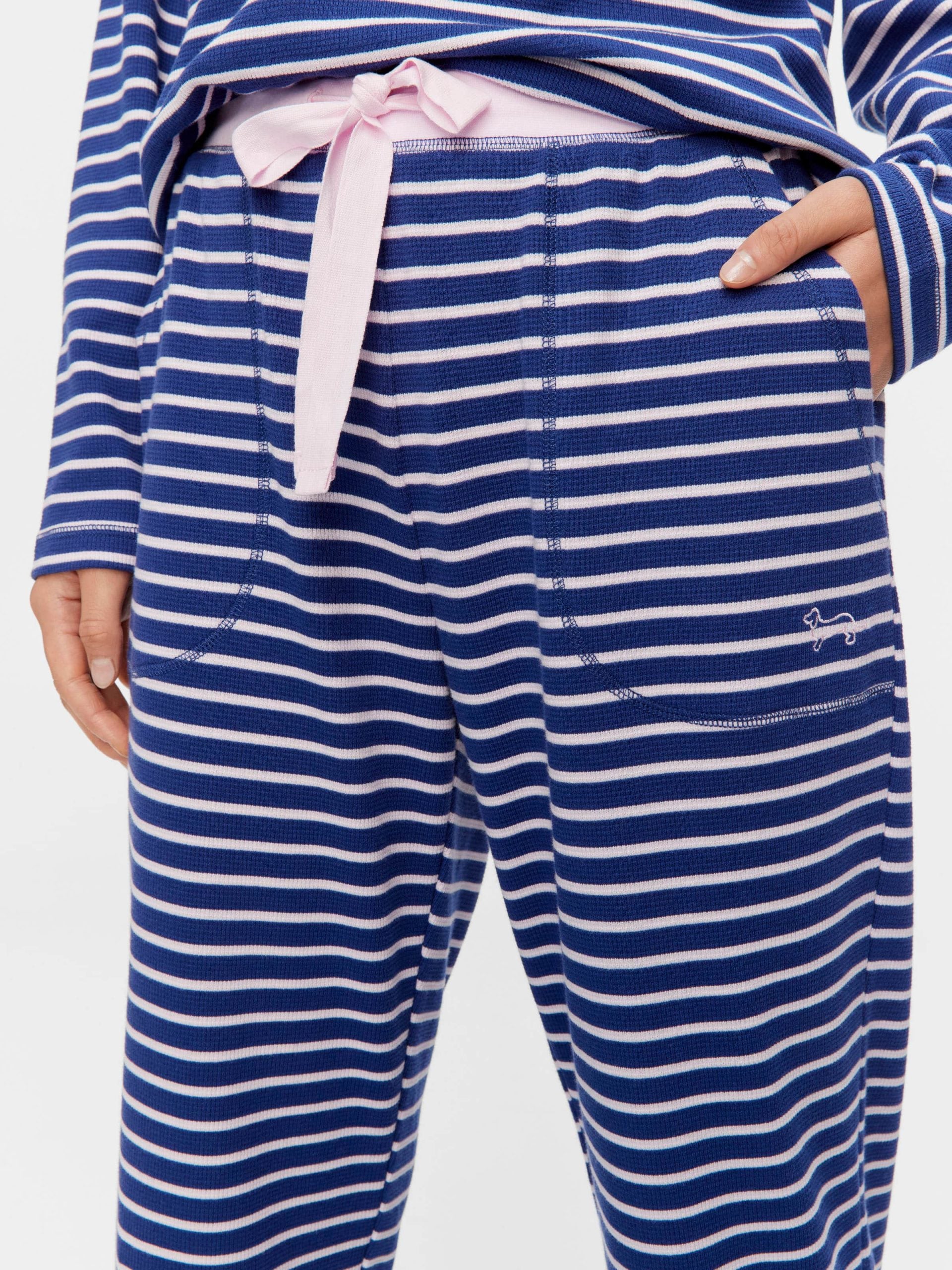 Navy Waffle Stripe Tapered Pj Pant multi image 1