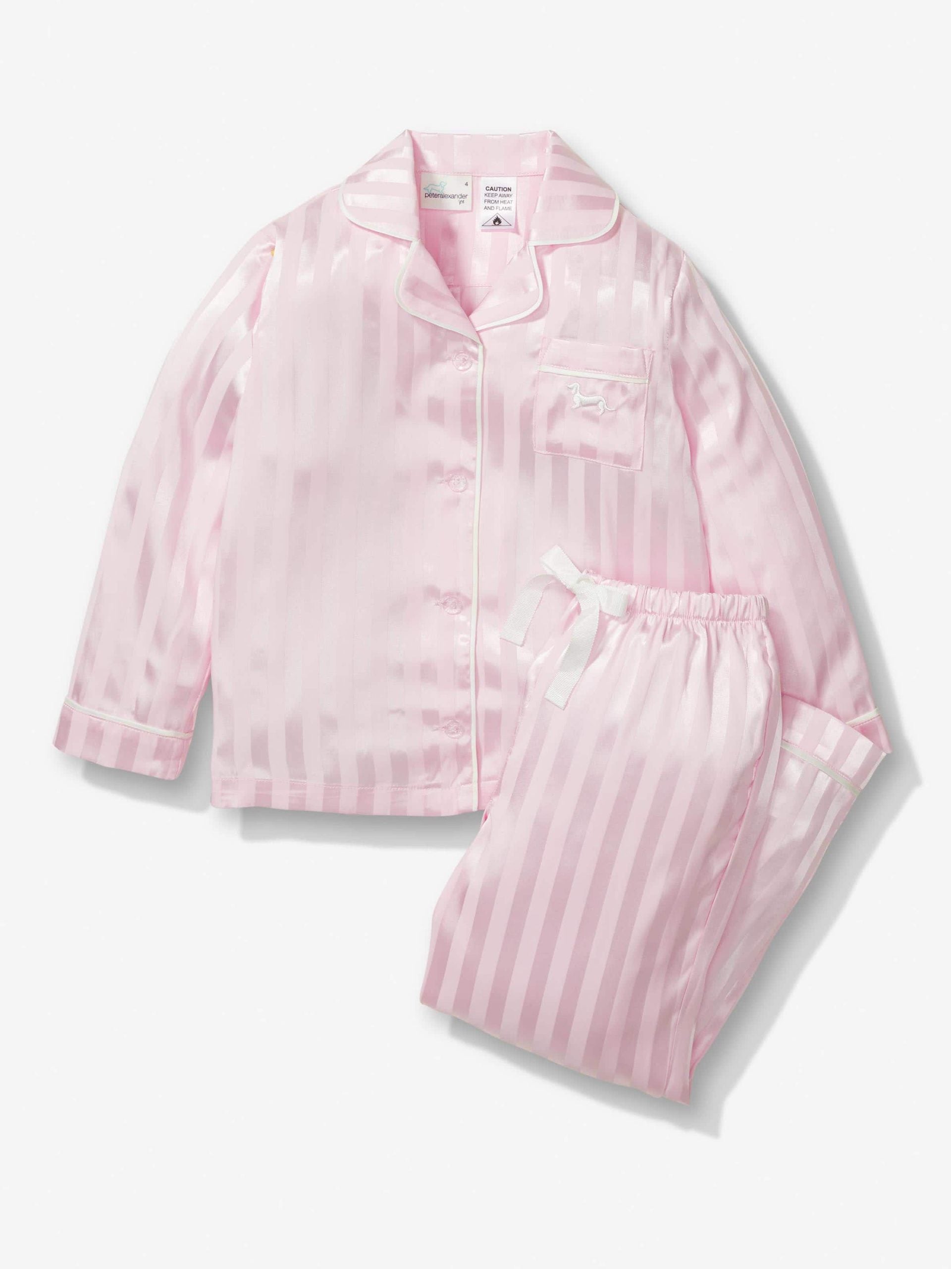 Girls Pink Stripe Satin Pj Set pink image 2