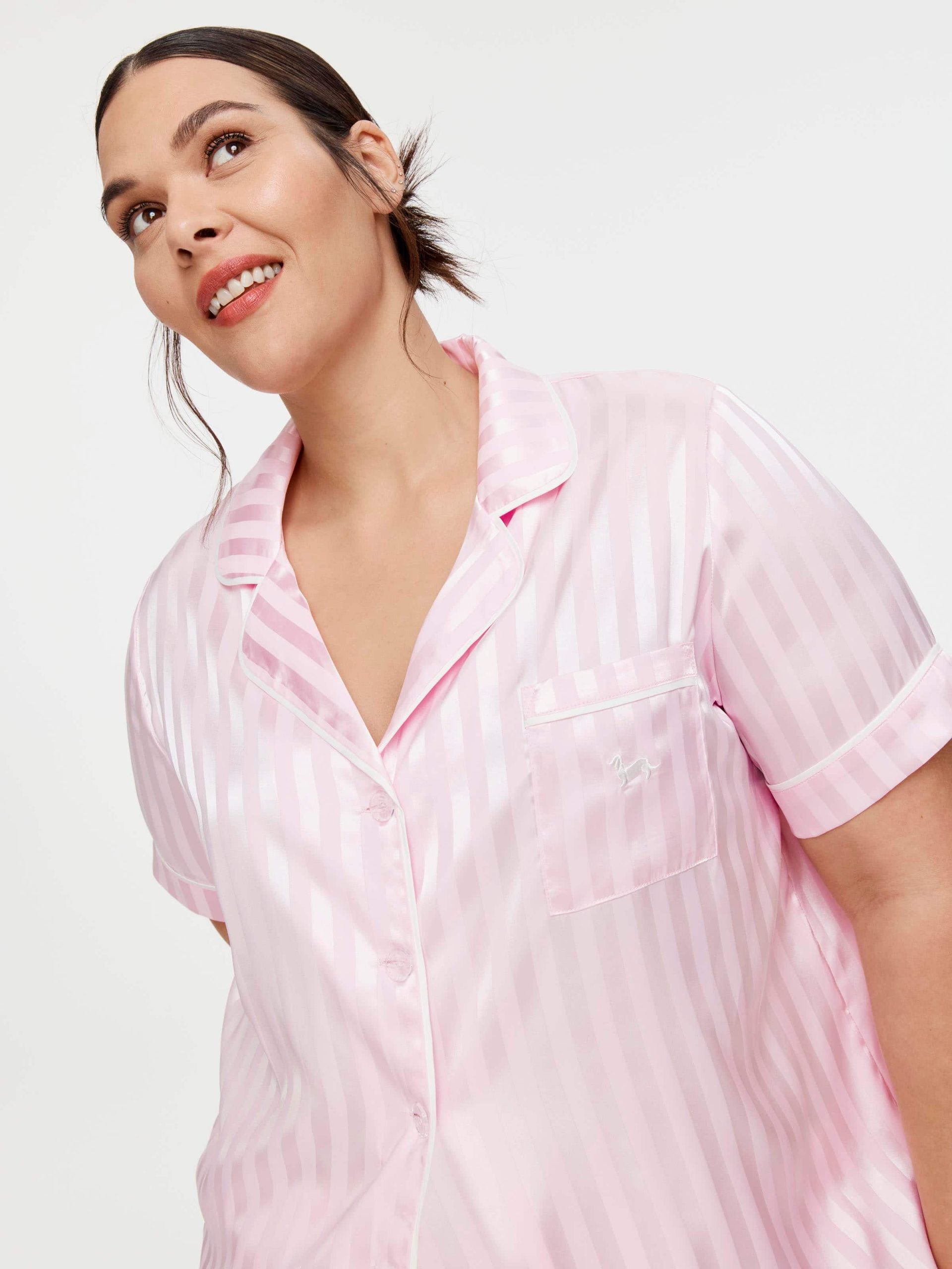 P.A. Plus Pink Stripe Chic Satin Pj Set Pink image 1