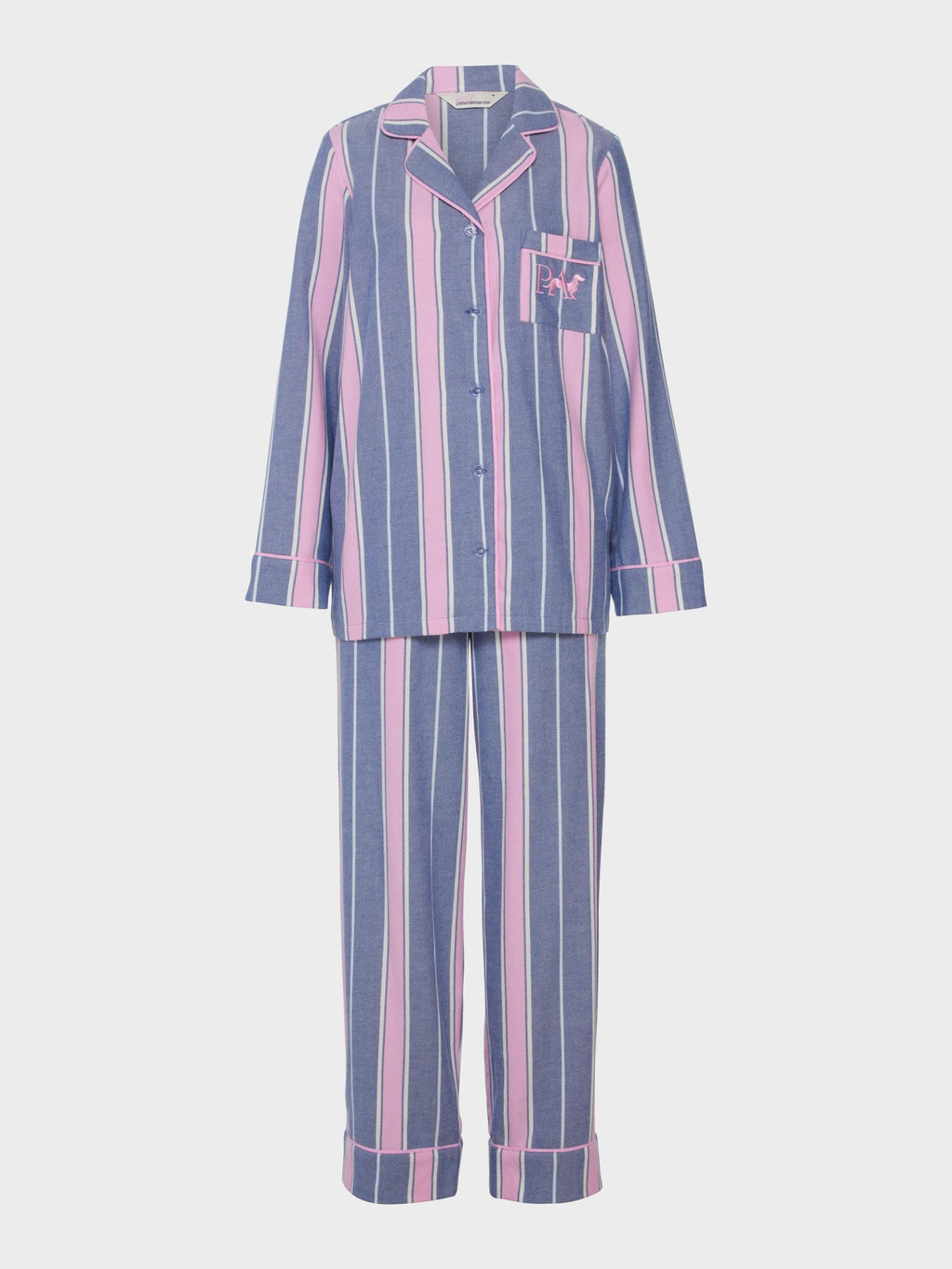 Navy & Pink Stripe Classic Flannelette Pj Set multi image 4