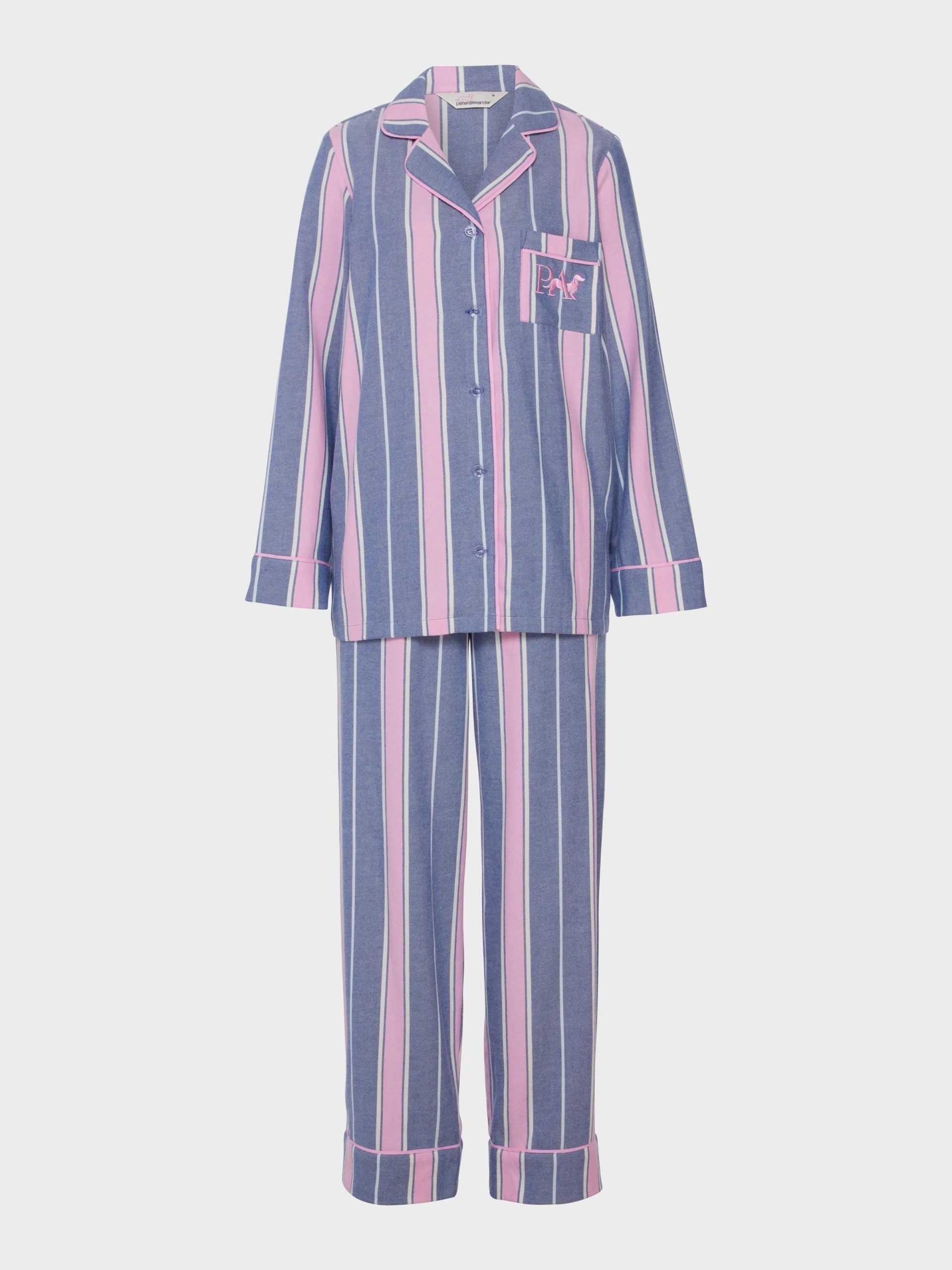 Navy & Pink Stripe Classic Flannelette Pj Set multi image 4