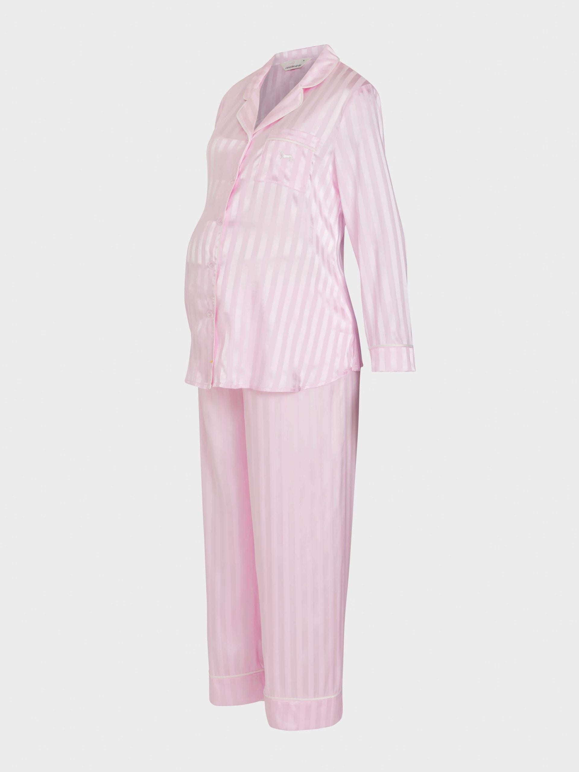 Maternity Long Pink Stripe Chic Satin Pj Set pink image 4