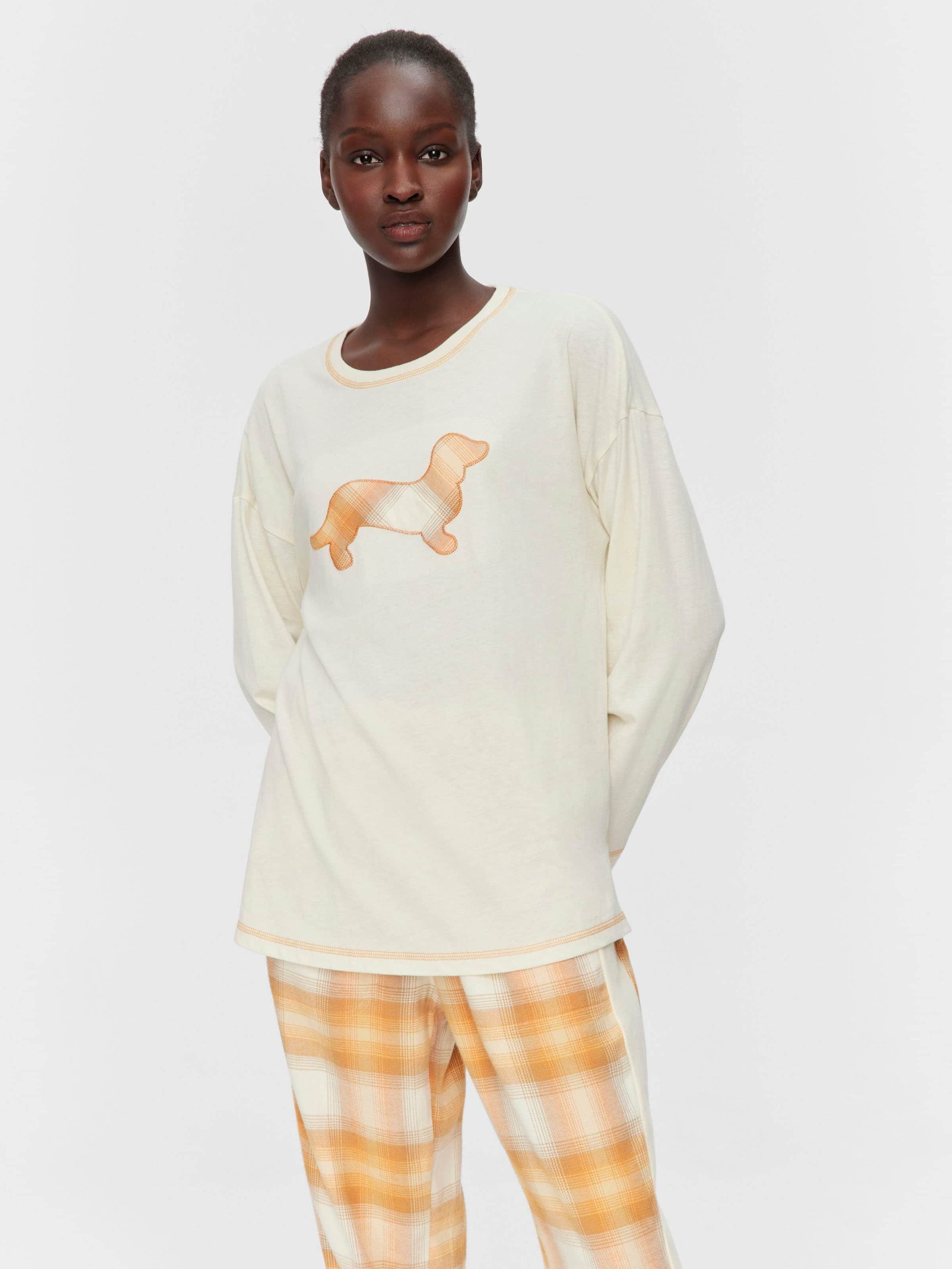 Contrast Penny Oversized Long Sleeve Top Oatmeal image 0