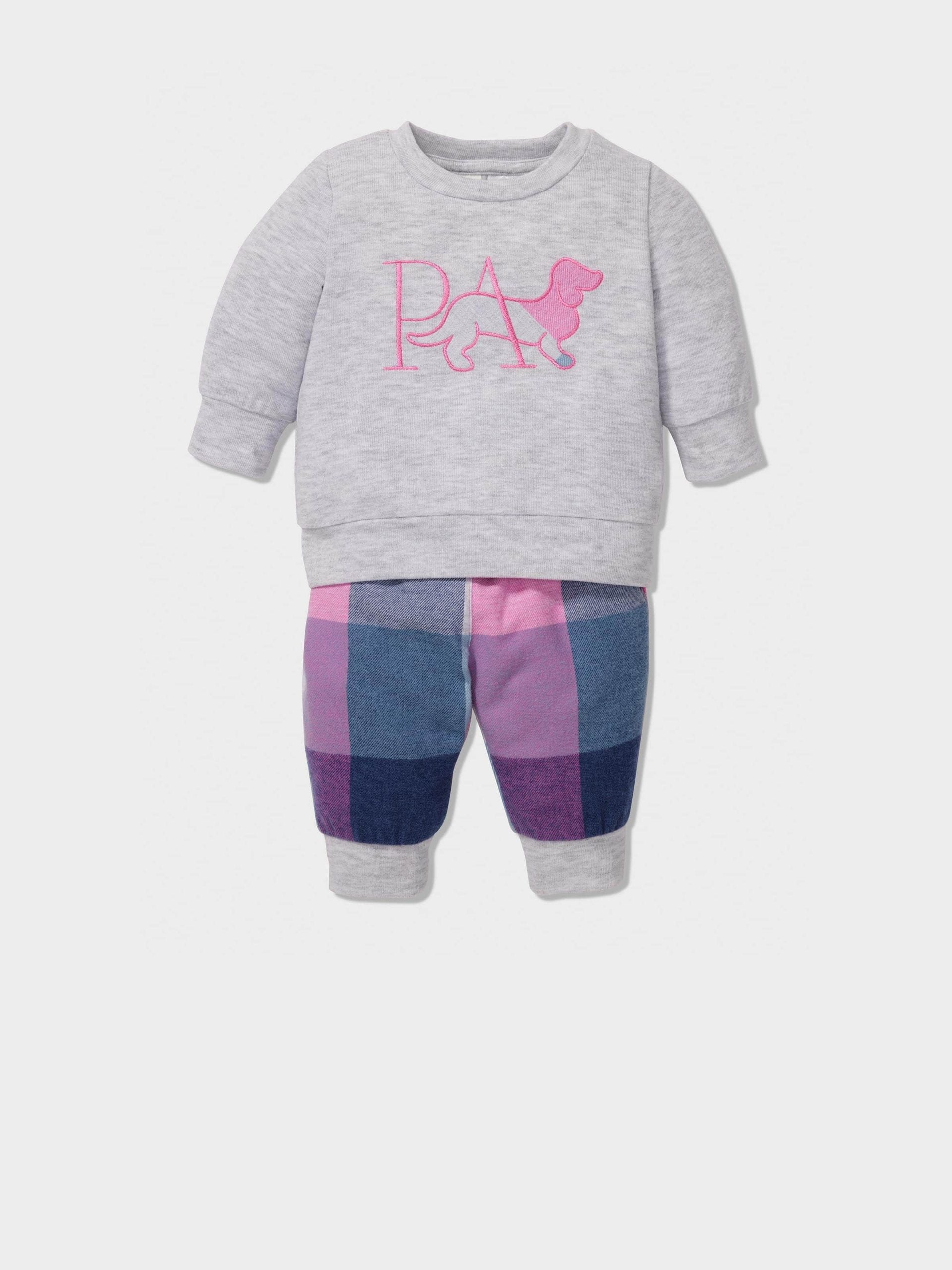 Baby Pink Buffalo Check Long Pj Set multi image 0