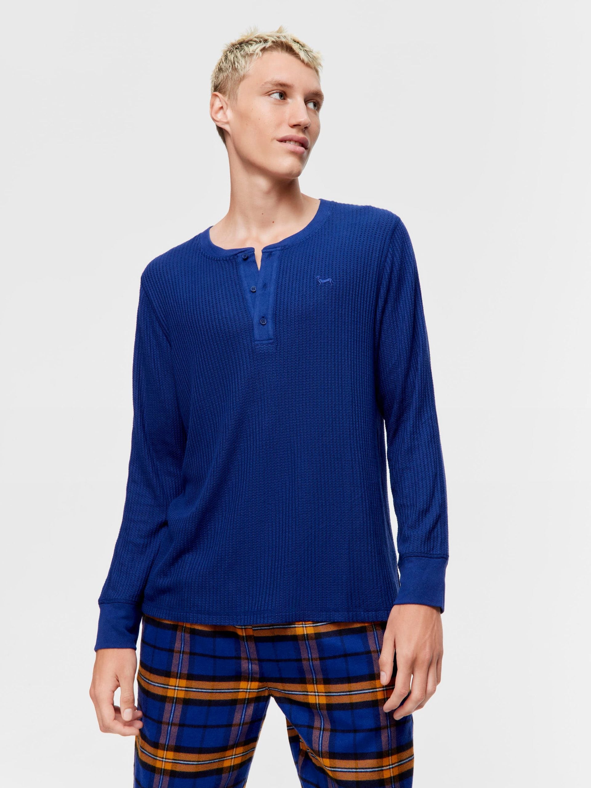 Navy Waffle Henley navy image 1