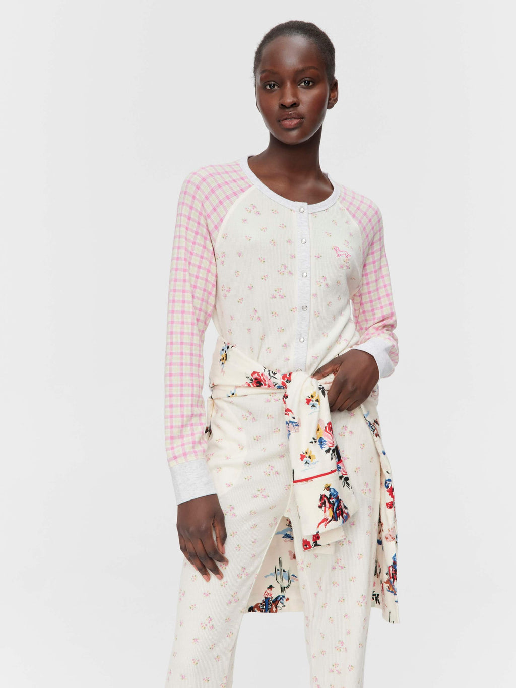 Waffle Contrast Print Onesie Multi image 1