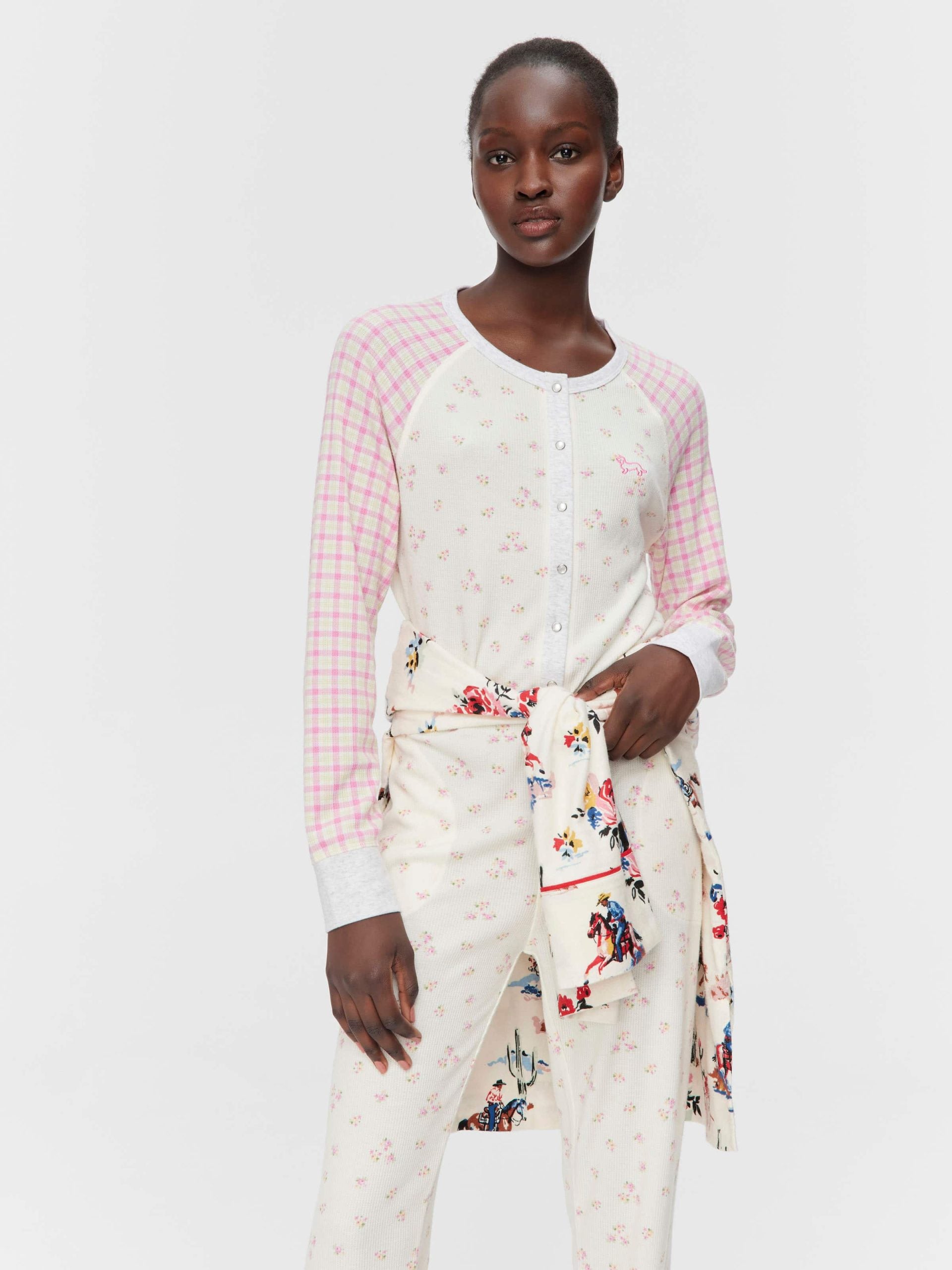 Waffle Contrast Print Onesie Multi image 1