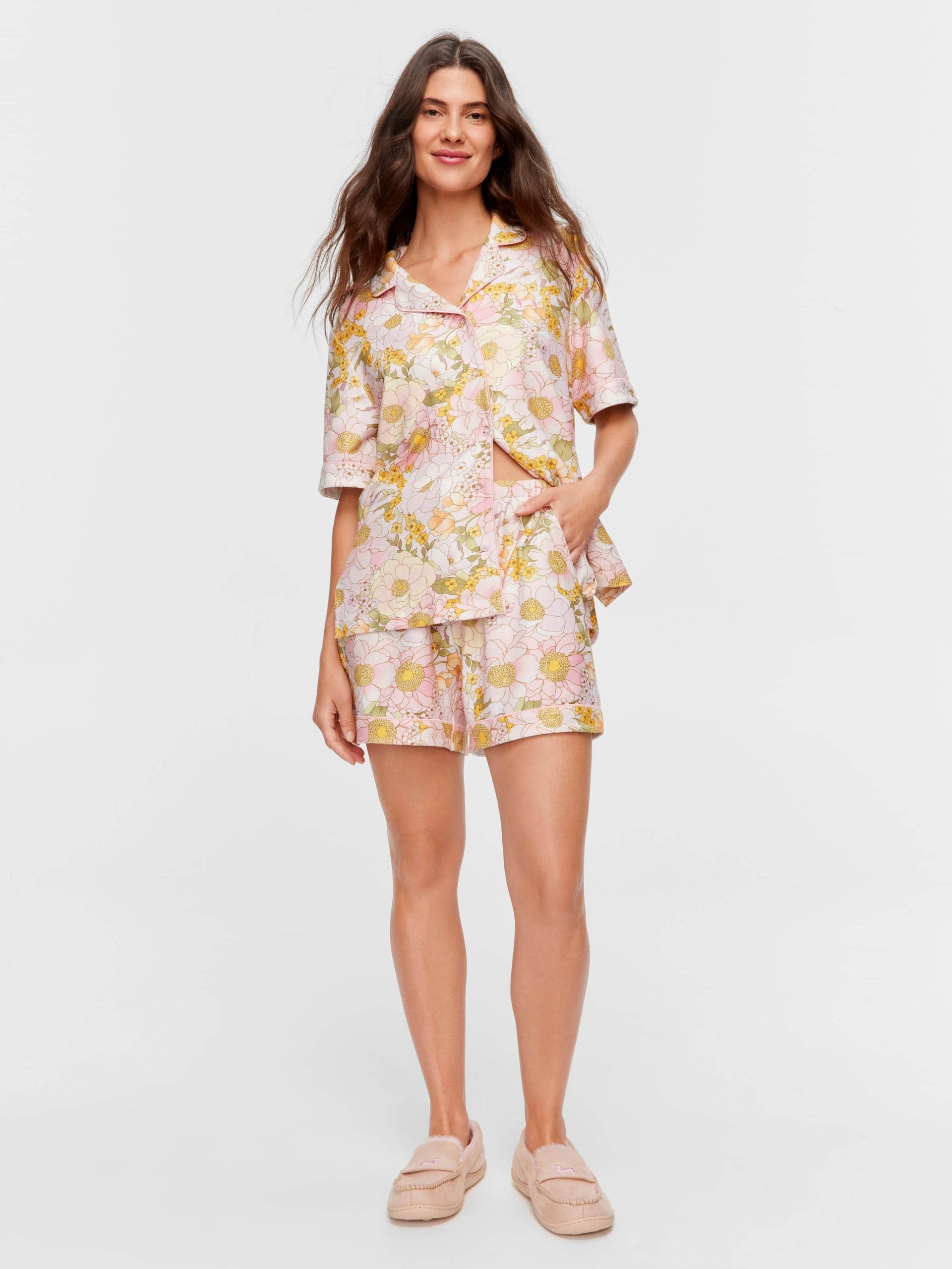 Pretty Floral Plush Shortie Pj Set multi image 3