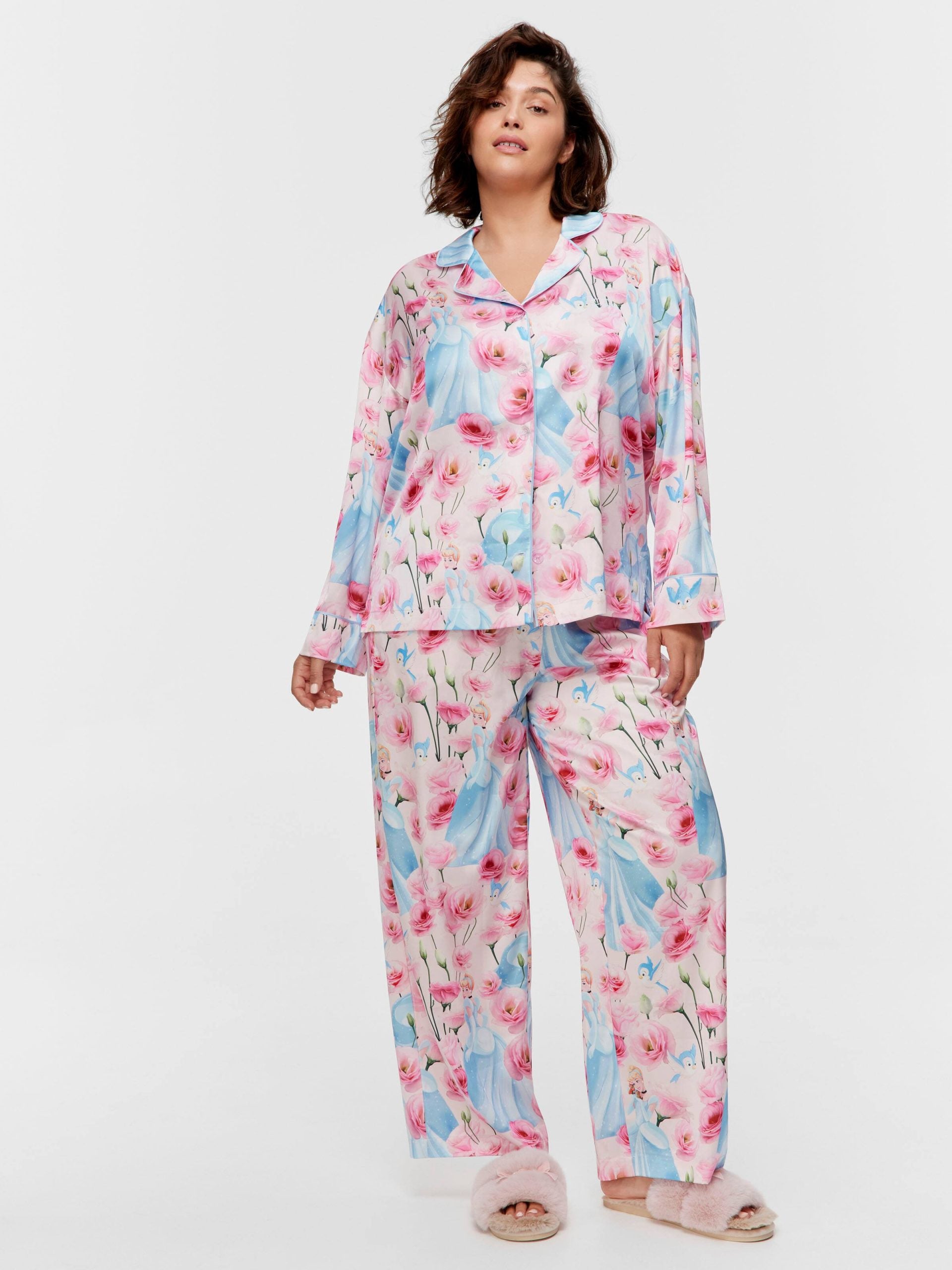 P.A. Plus Disney Cinderella Rose Satin Long Pj Set Multi image 0